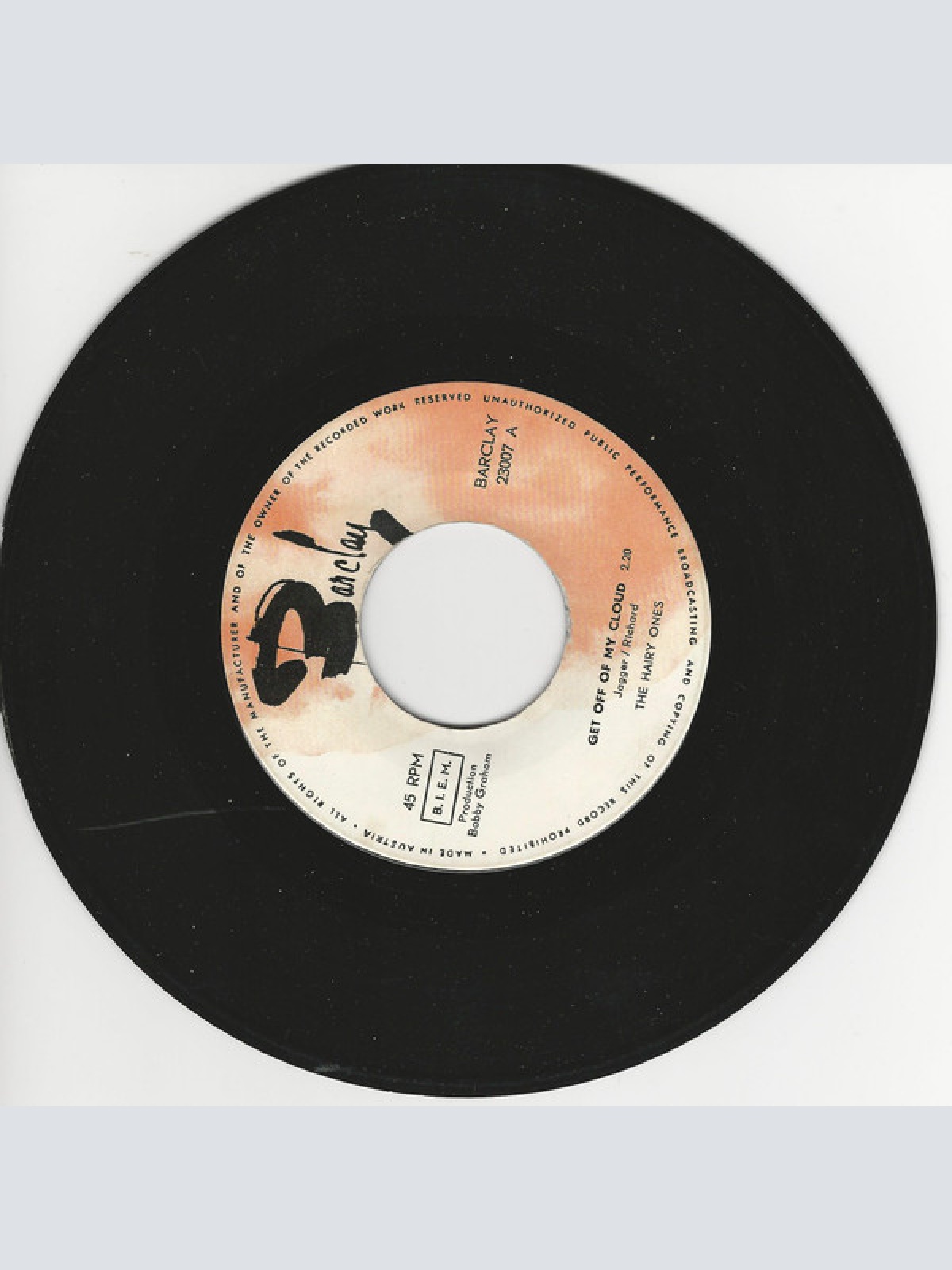 Vinyl / The Hairy Ones - Get Off Of My Cloud / It's My Life