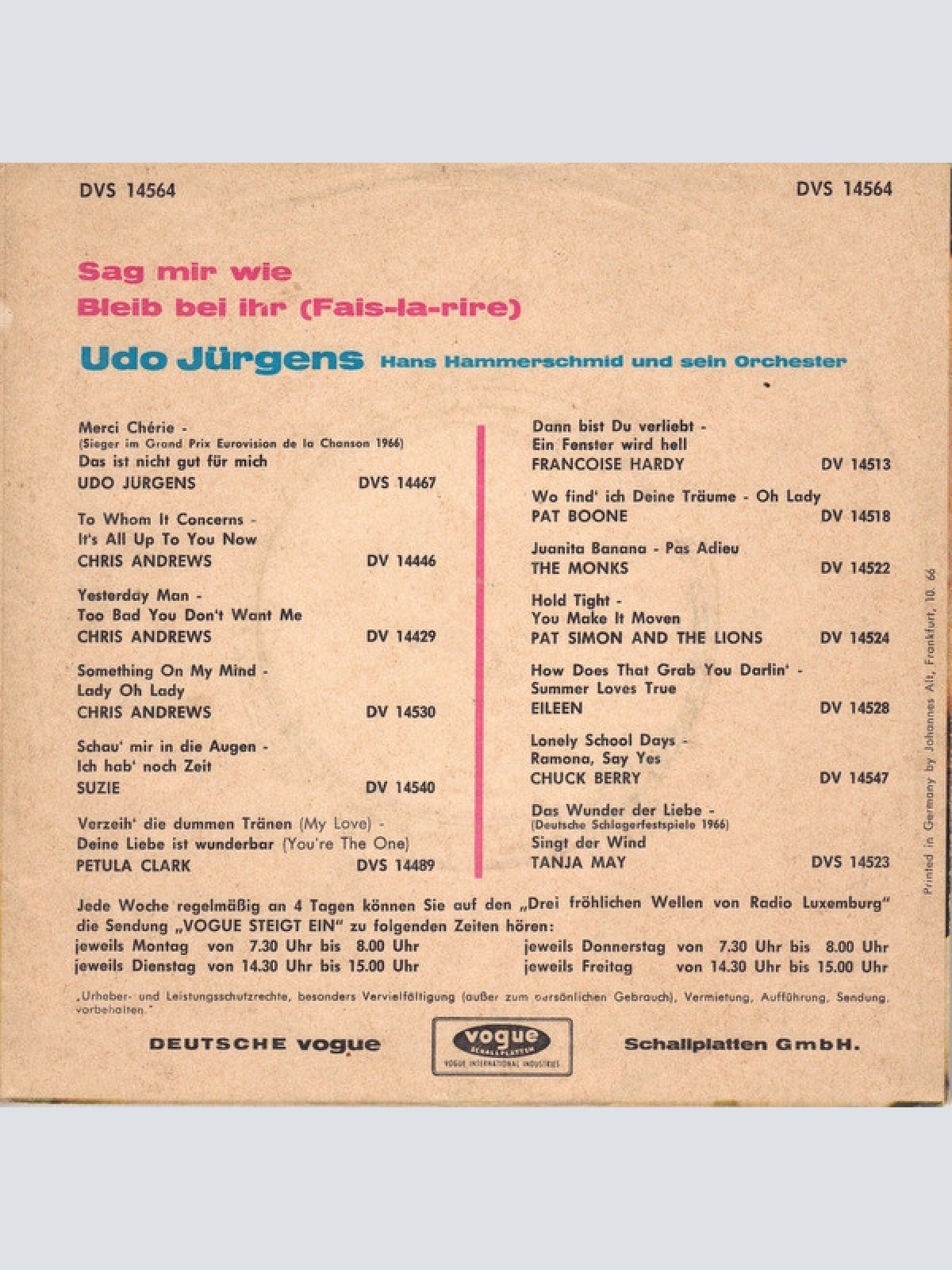 Vinyl / Udo Jürgens - Sag Mir Wie