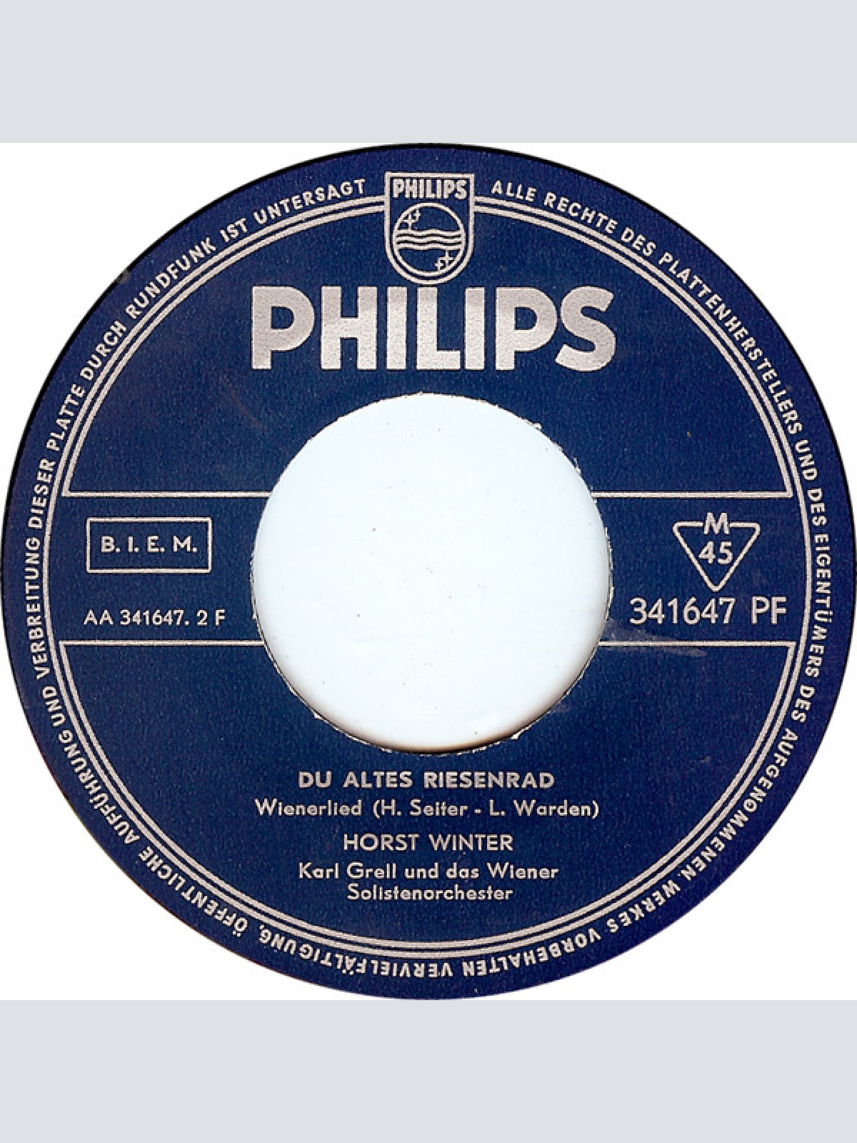 Vinyl / Horst Winter / Karl Grell Und Das Wiener Solistenorchester* - Vogerl Aus Wien / Du Altes Riesenrad