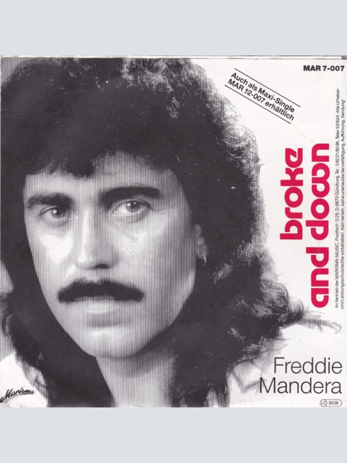 Vinyl / Freddie Mandera - Broke And Down / No Fist Nor Dagger