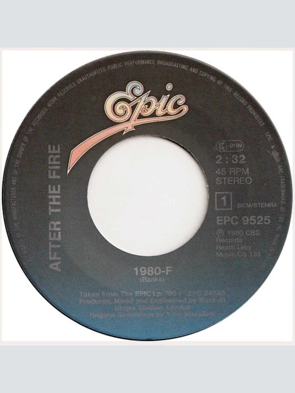 Vinyl / After The Fire - 1980-F