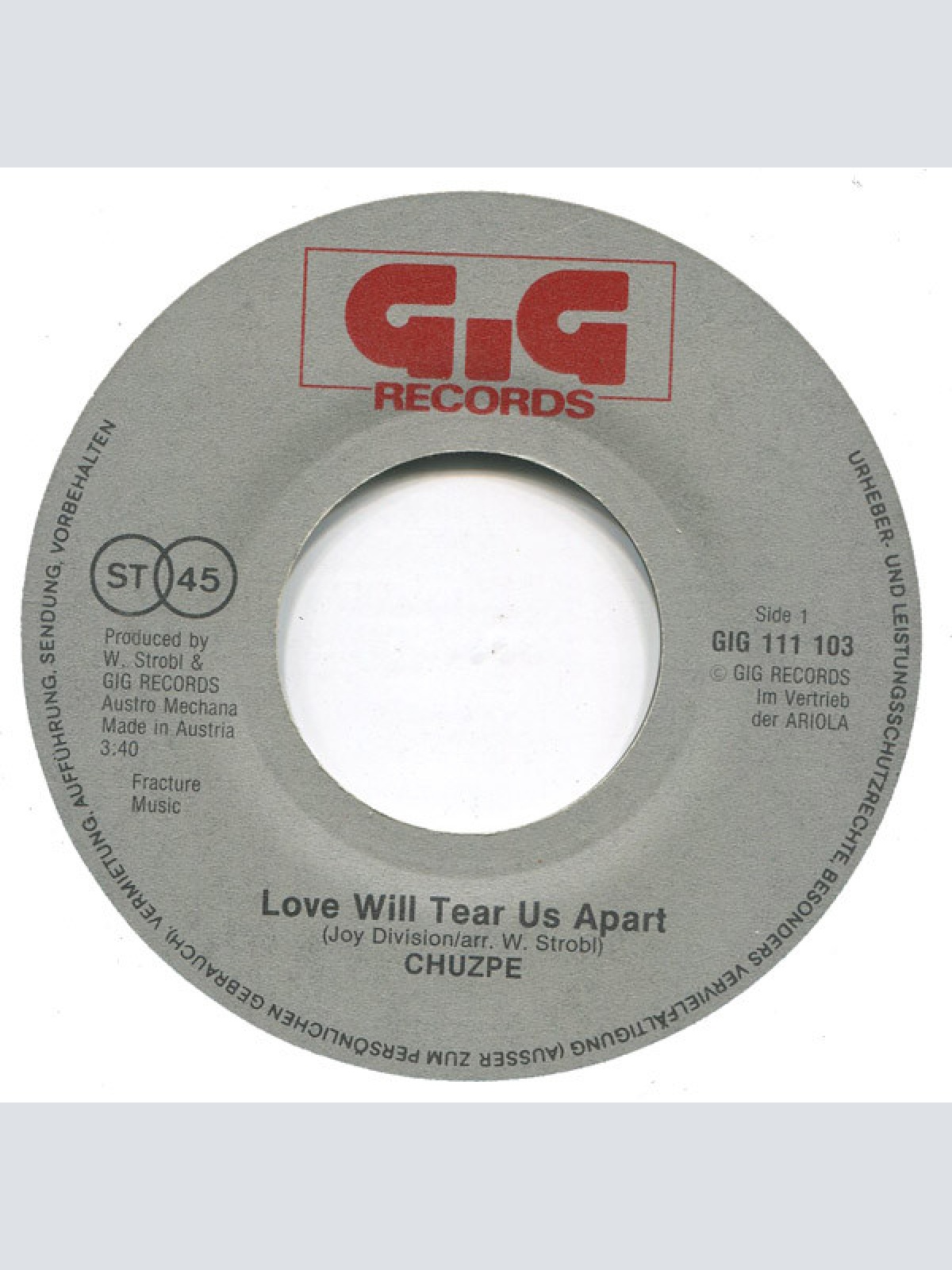 Vinyl / Chuzpe - Love Will Tear Us Apart