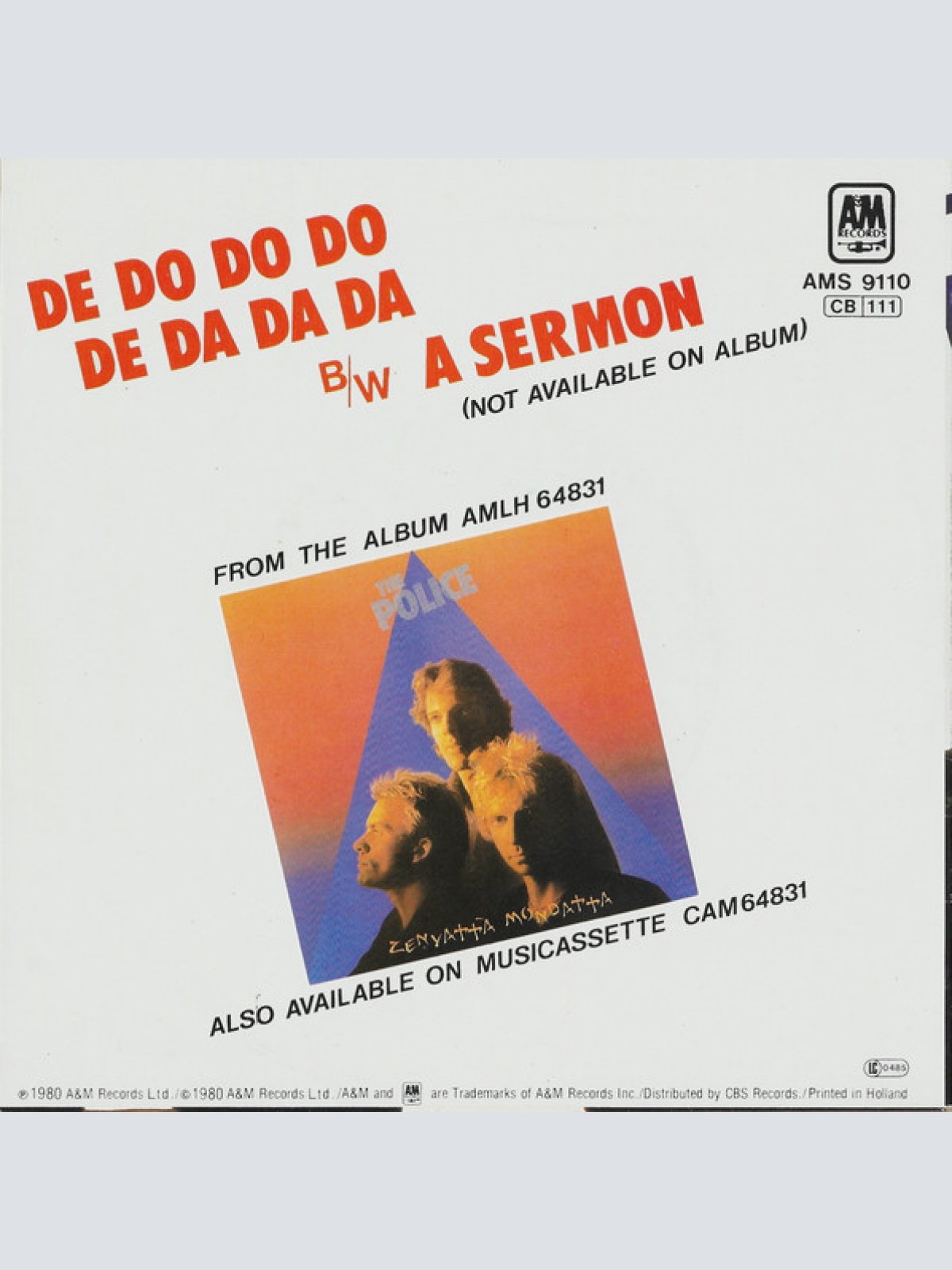 Vinyl / The Police - De Do Do Do De Da Da Da