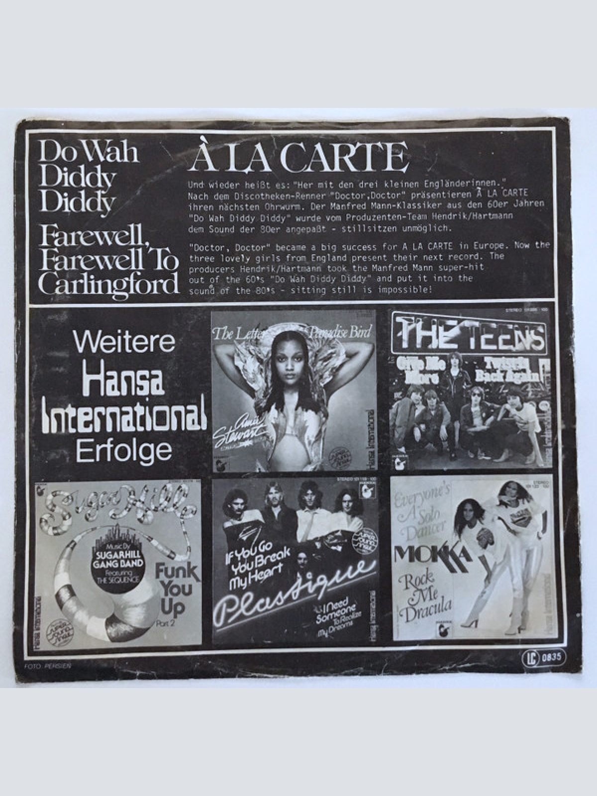 Vinyl / À La Carte - Do Wah Diddy Diddy / Farewell, Farewell To Carlingford