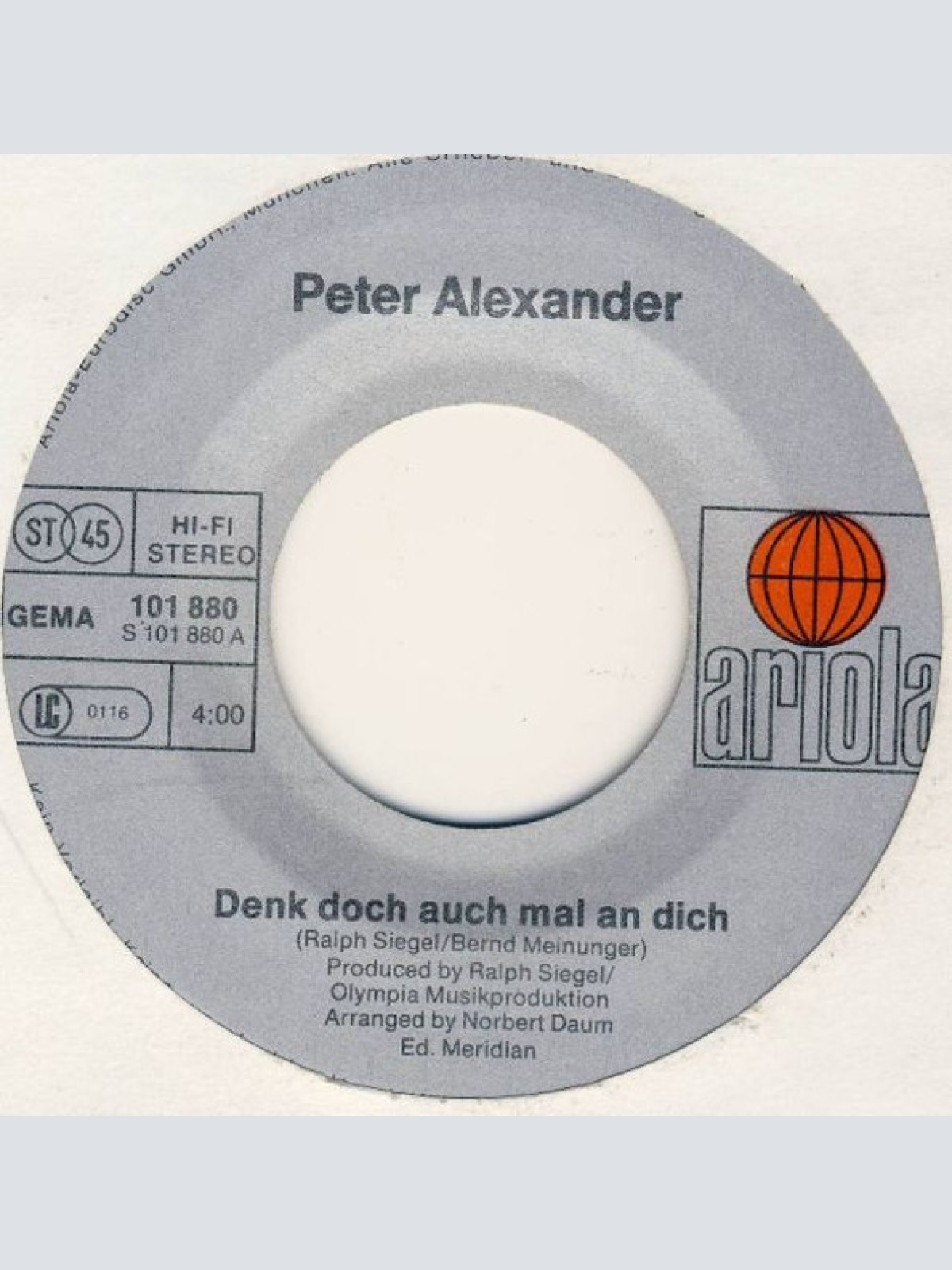Vinyl / Peter Alexander - Denk Doch Auch Mal An Dich