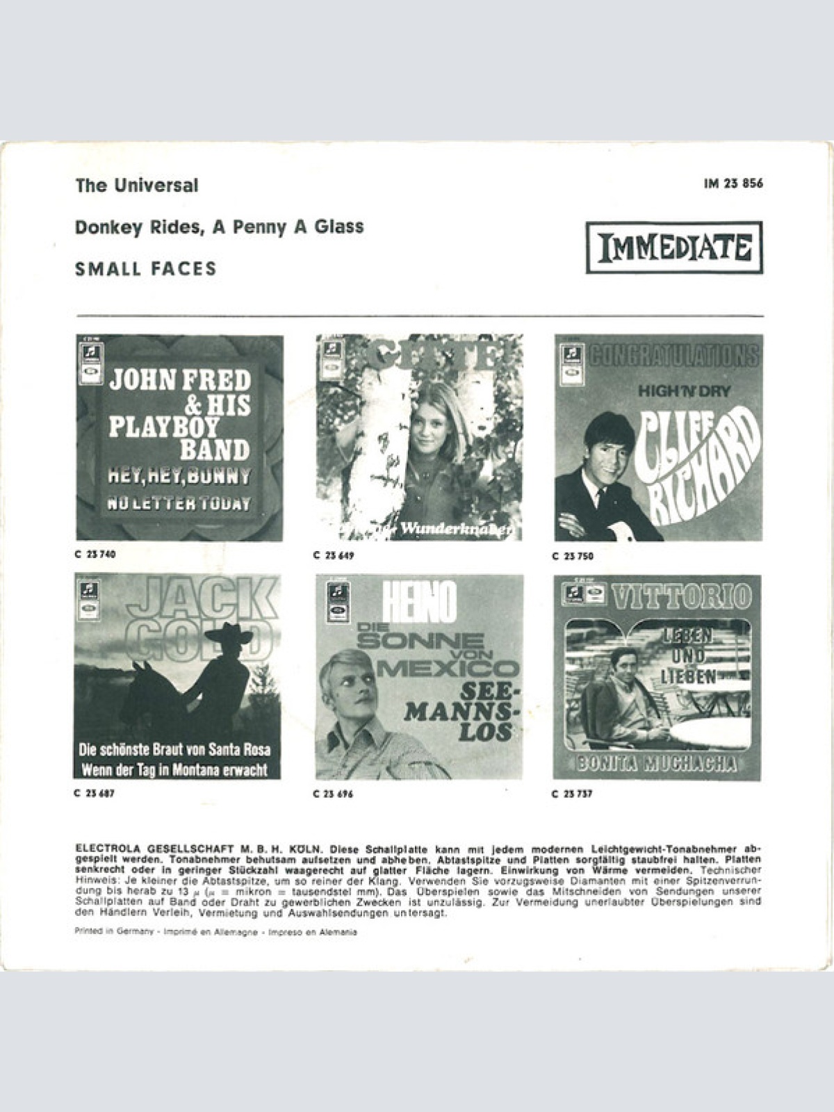 Vinyl / Small Faces - The Universal B/W Donkey Rides A Penny A Throw