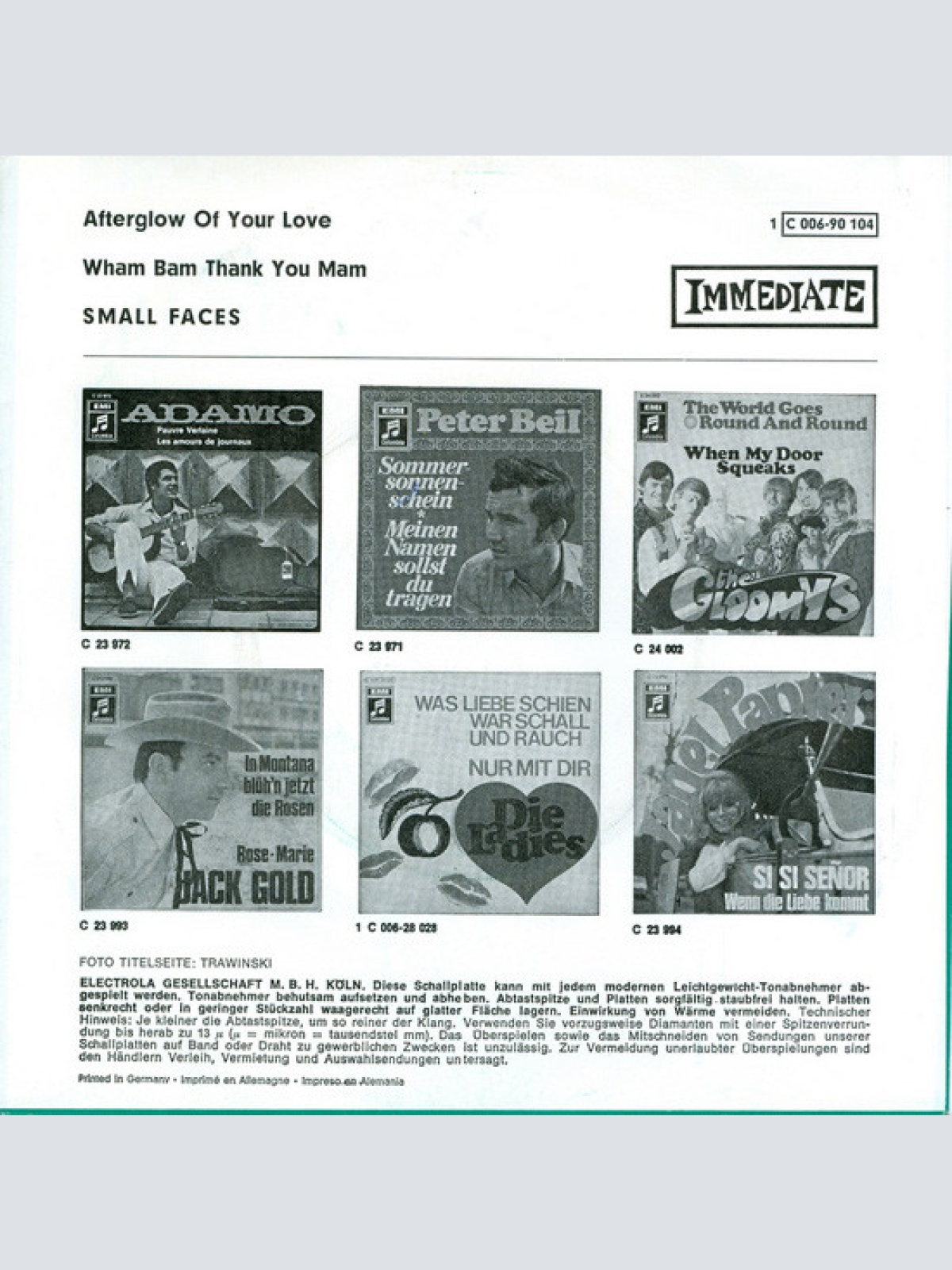 Vinyl / Small Faces - Afterglow Of Your Love / Wham Bam Thank You Mam