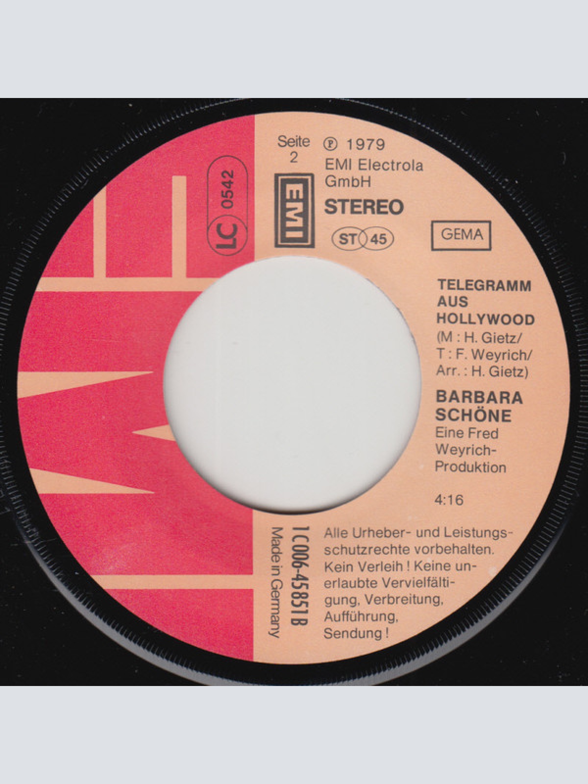 Vinyl / Barbara Schöne - So Zart Wie Mozart / Telegramm Aus Hollywood