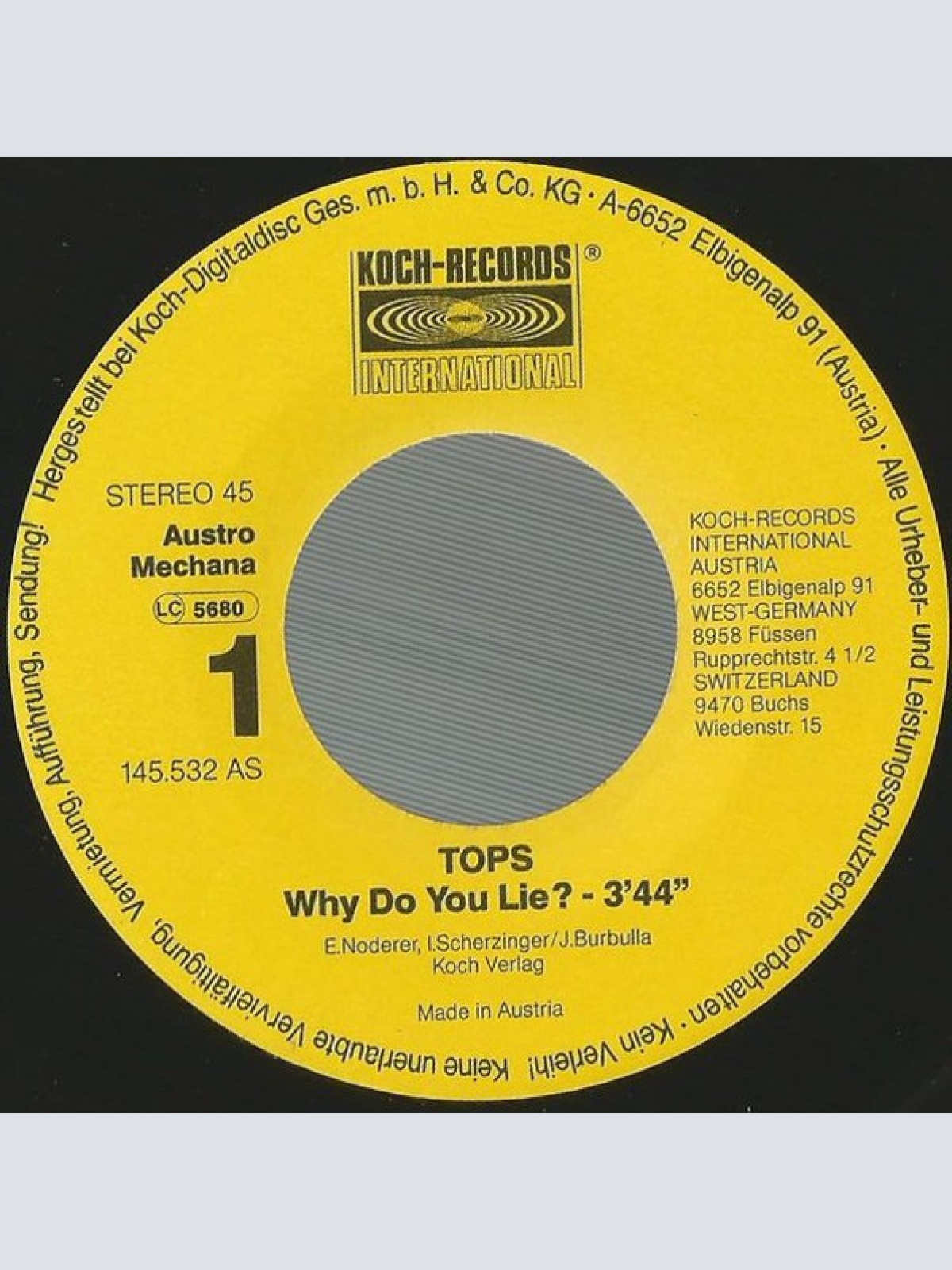 Vinyl / Tops - Why Do You Lie ?