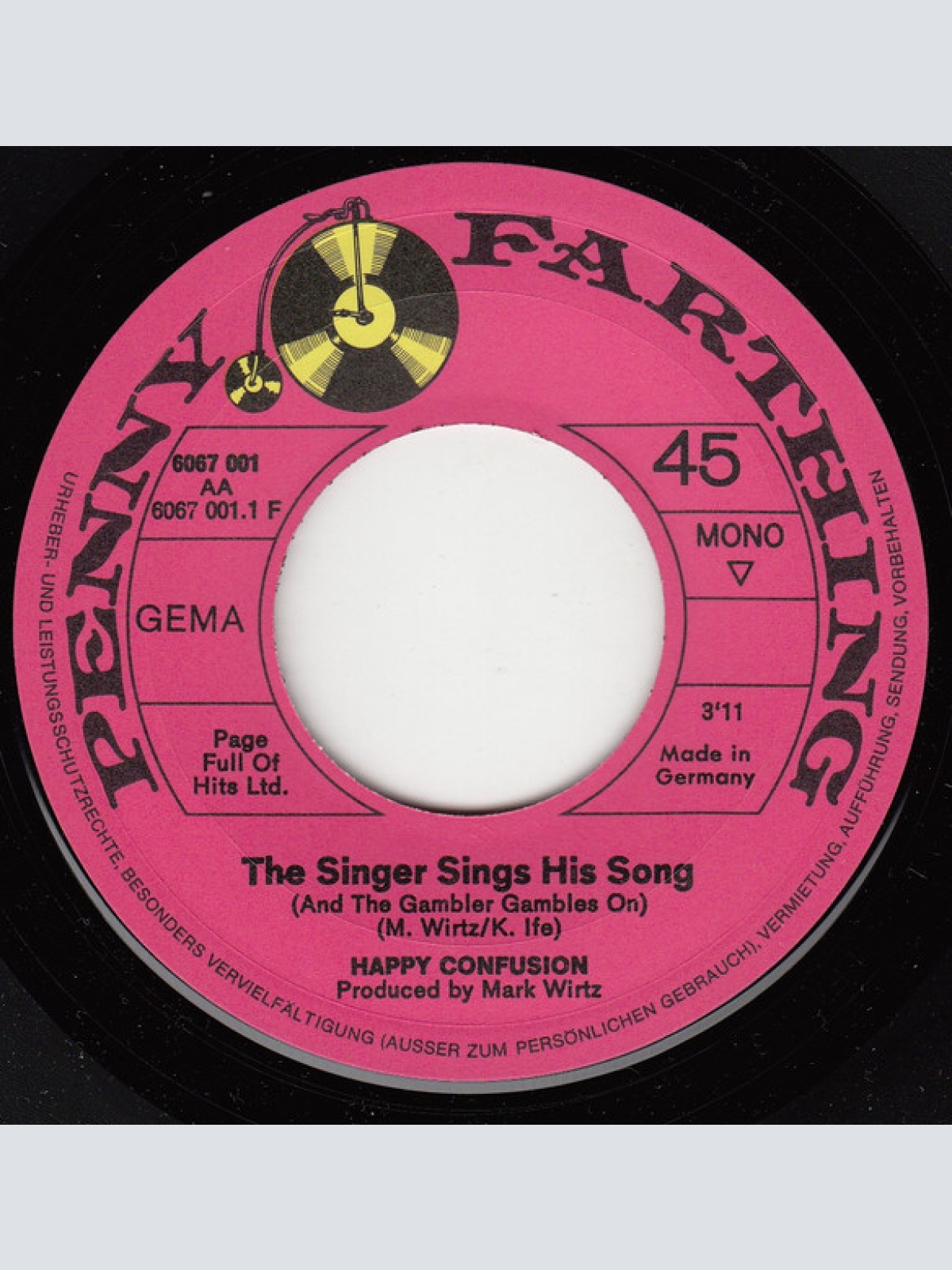 Vinyl / Happy Confusion - The Singer Sings His Song (And The Gambler Gambles On)