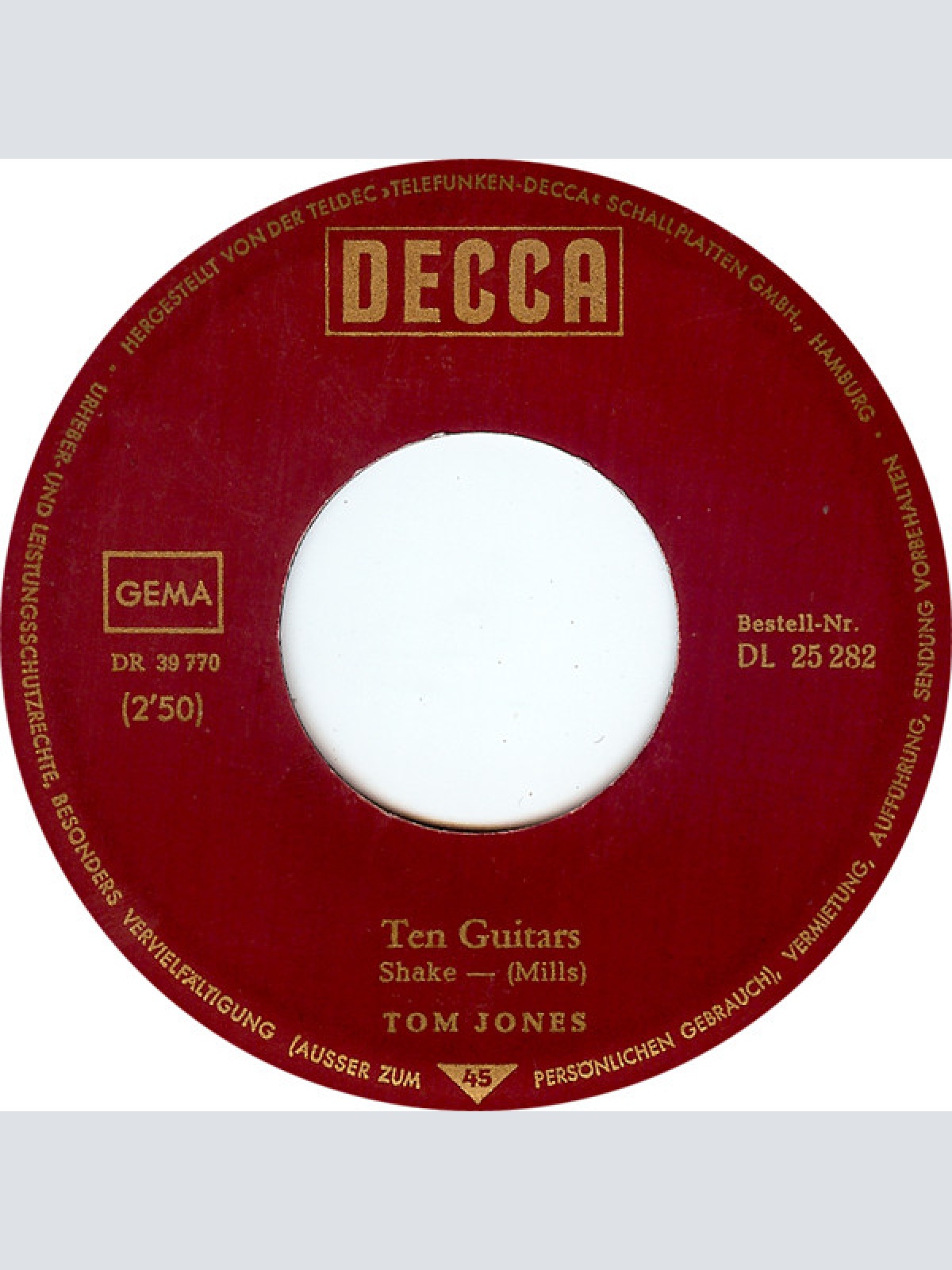 Vinyl / Tom Jones - Detroit City / Ten Guitars