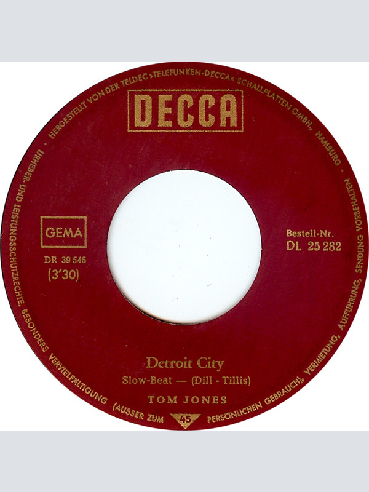 Vinyl / Tom Jones - Detroit City / Ten Guitars