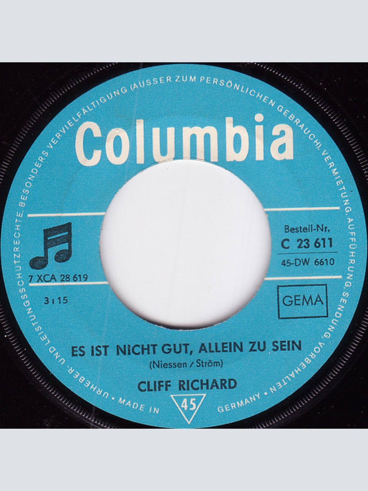 Vinyl / Cliff Richard - Es Ist Nicht Gut, Allein Zu Sein / Ein Sonntag Mit Marie (The Day I Met Marie)