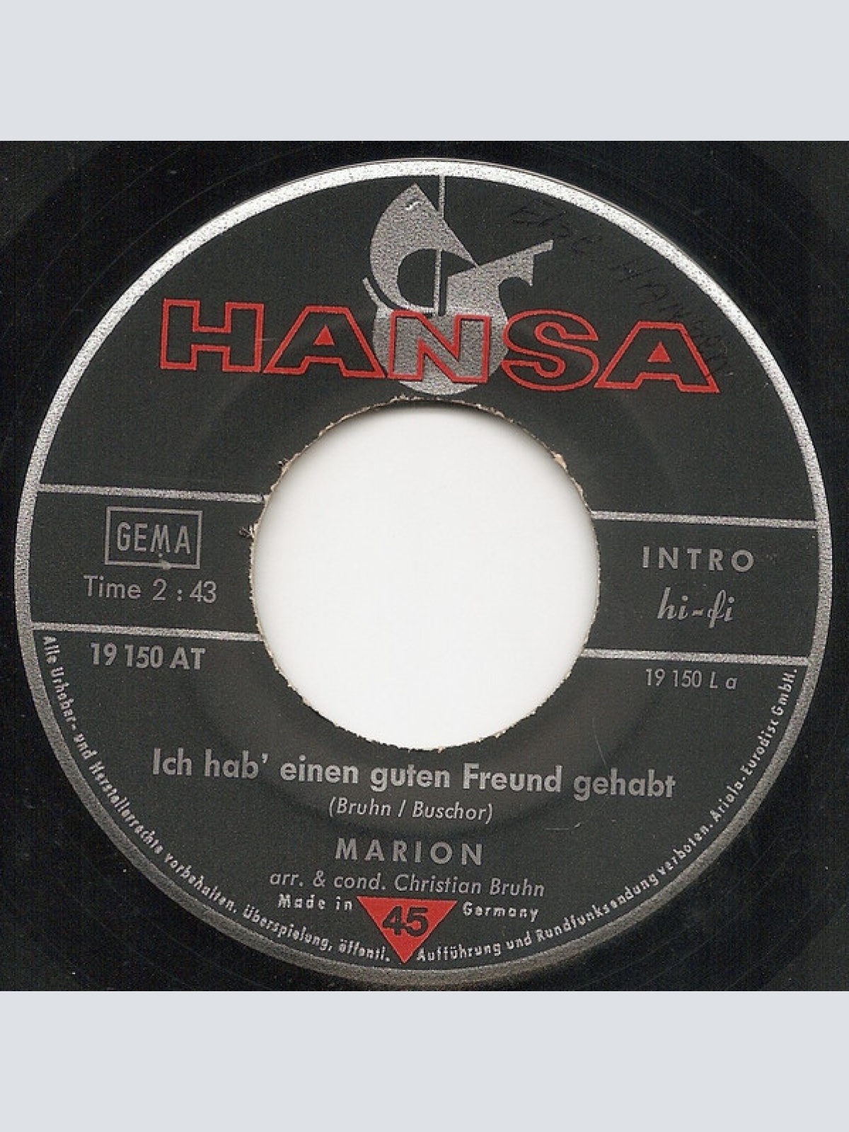 Vinyl / Marion* - Ich Hab' Einen Guten Freund Gehabt / Du Wirst Schon Sehn, Was Du Davon Hast