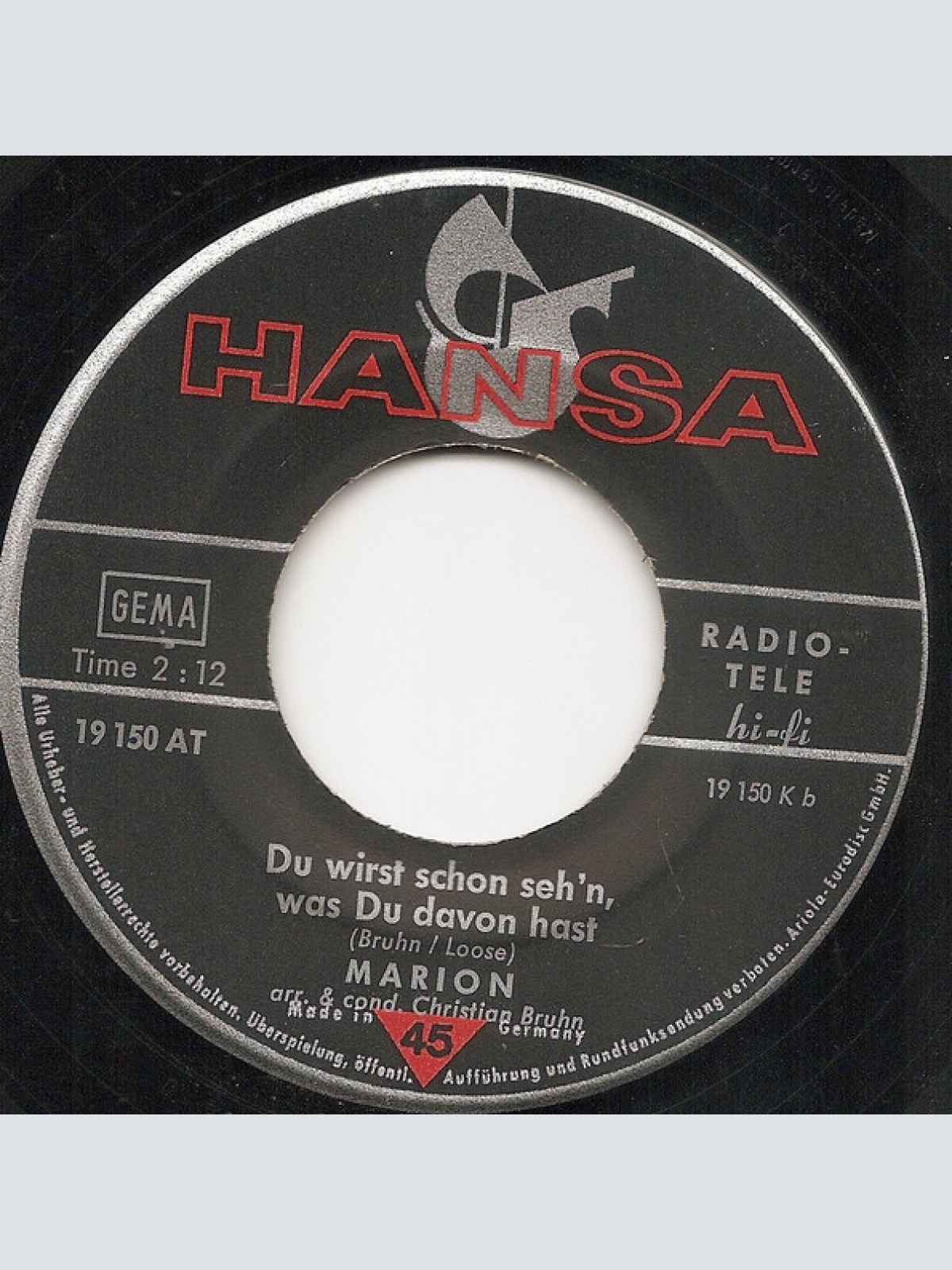 Vinyl / Marion* - Ich Hab' Einen Guten Freund Gehabt / Du Wirst Schon Sehn, Was Du Davon Hast