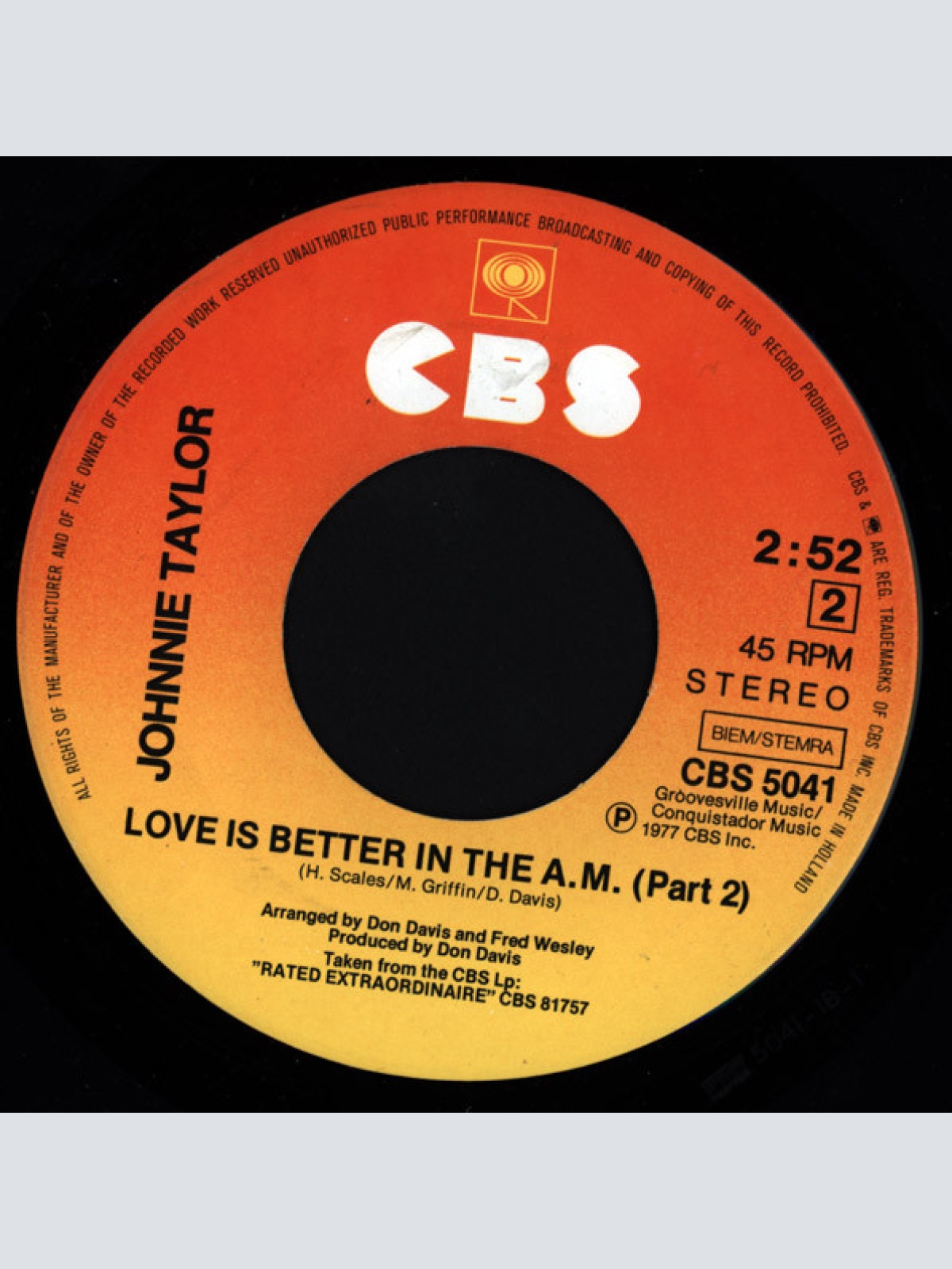 Vinyl / Johnnie Taylor - Love Is Better In The A.M. (Parts 1 & 2)