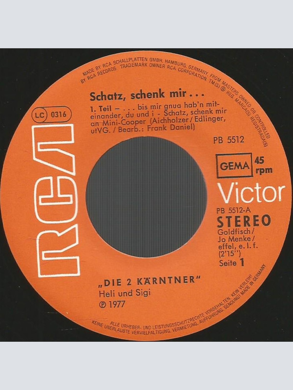 Vinyl / Die 2 Kärntner Heli & Sigi - Schatz, Schenk Mir...