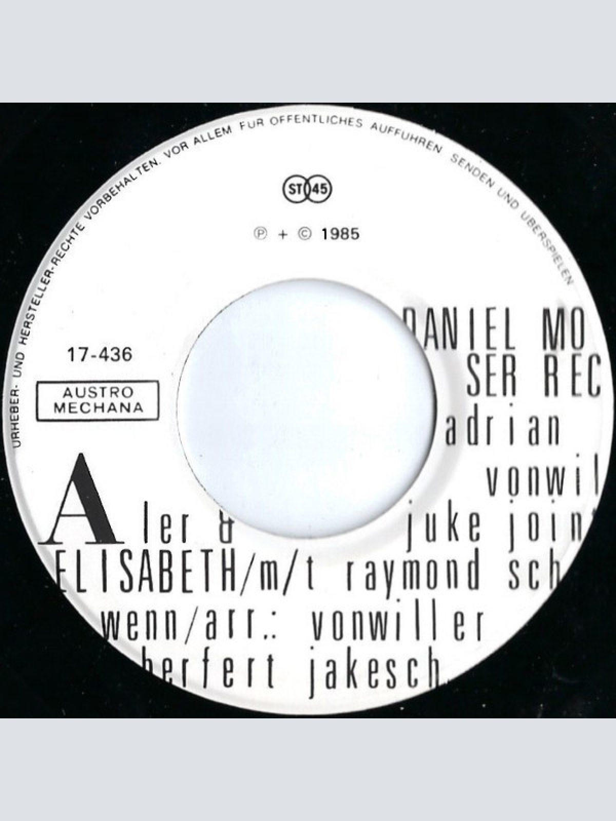 Vinyl / Adrian Vonwiller & Juke Joint* - Elisabeth