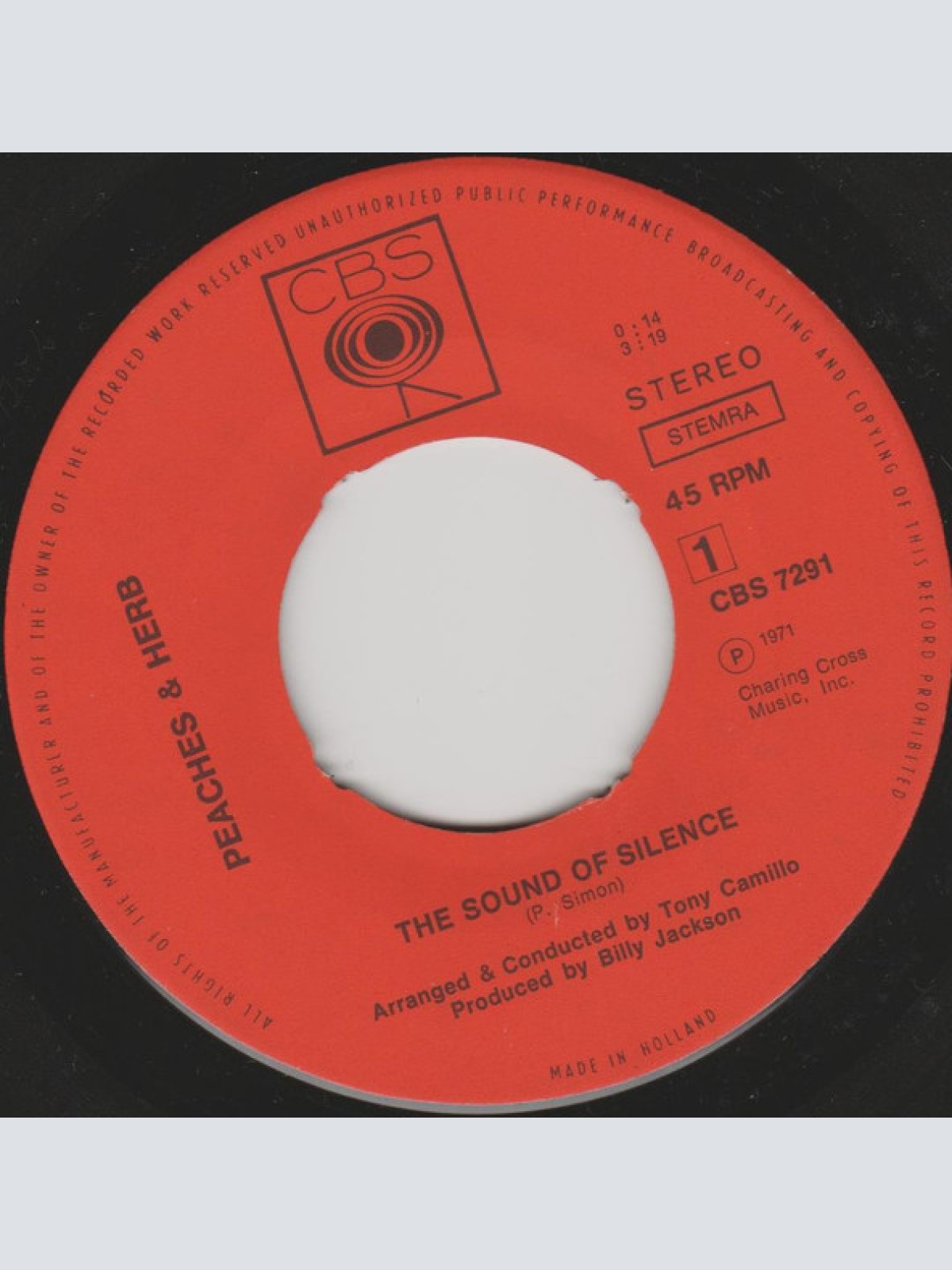 Vinyl / Peaches & Herb - The Sound Of Silence / The Two Of Us