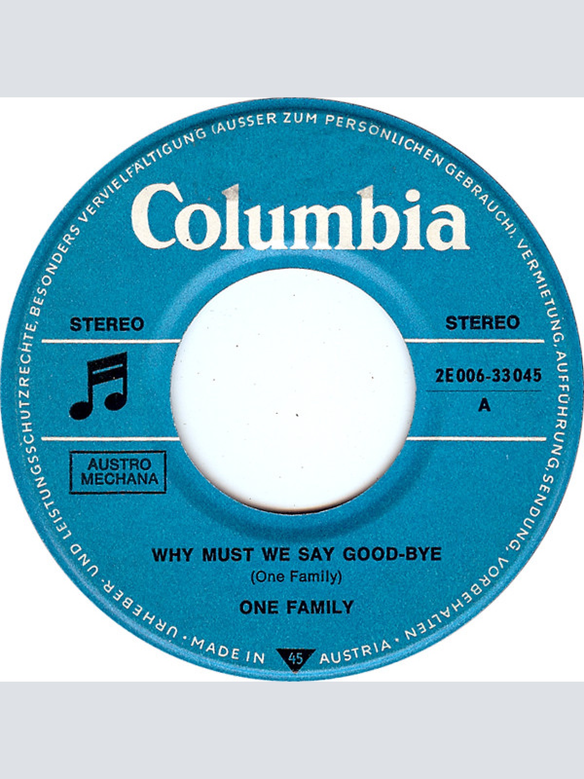 Vinyl / One Family (2) - Why Must We Say Good-Bye / I Am The Lonely One