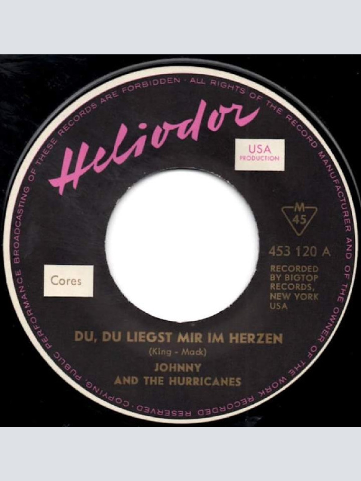 Vinyl / Johnny And The Hurricanes - Du, Du Liegst Mir Im Herzen
