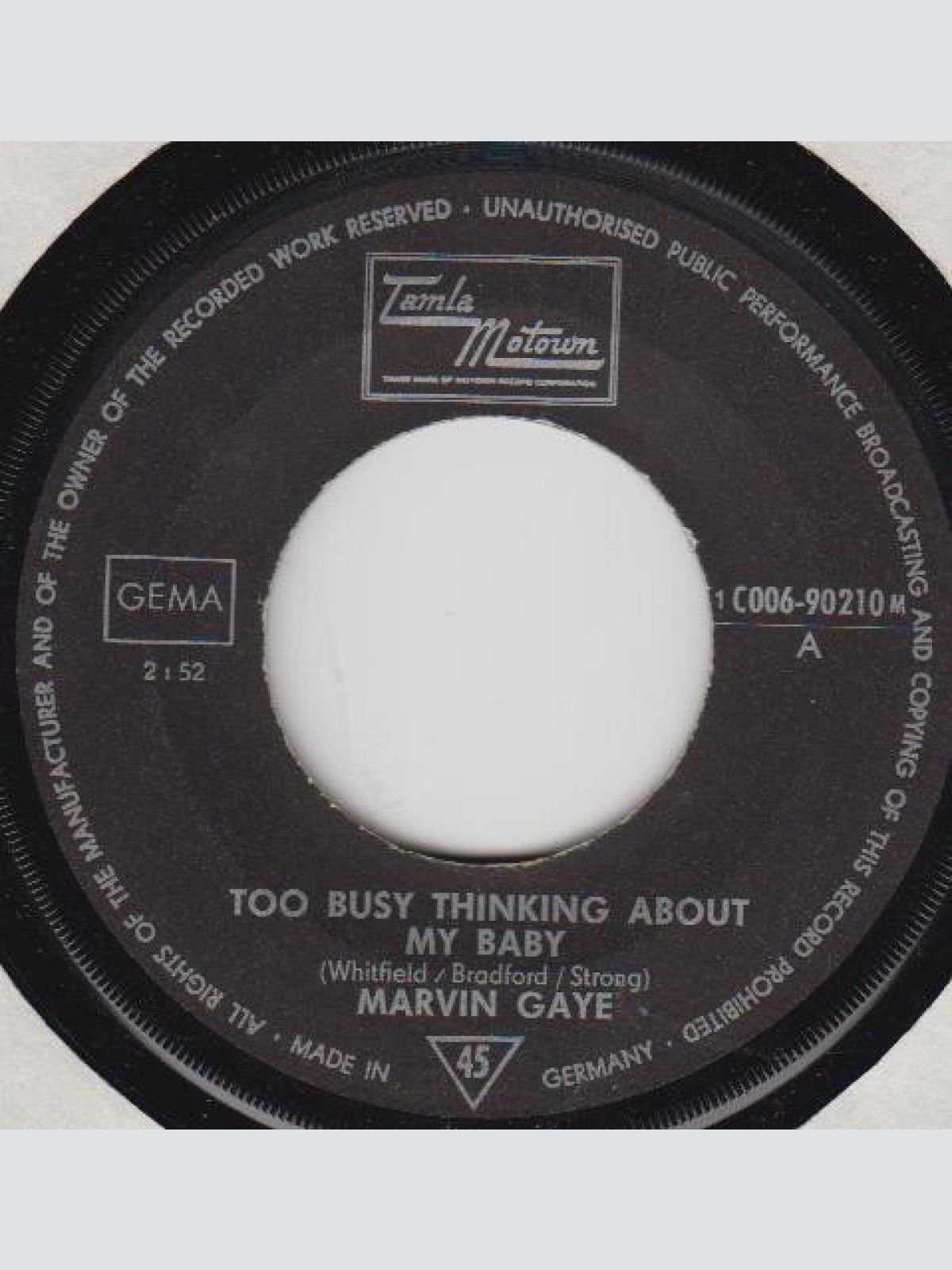 Vinyl / Marvin Gaye - Too Busy Thinking About My Baby / Wherever I Lay My Hat (That's  My Home)