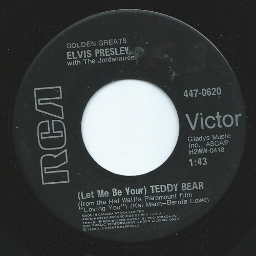 Vinyl / Elvis Presley With The Jordanaires - (Let Me Be Your) Teddy Bear / Loving You