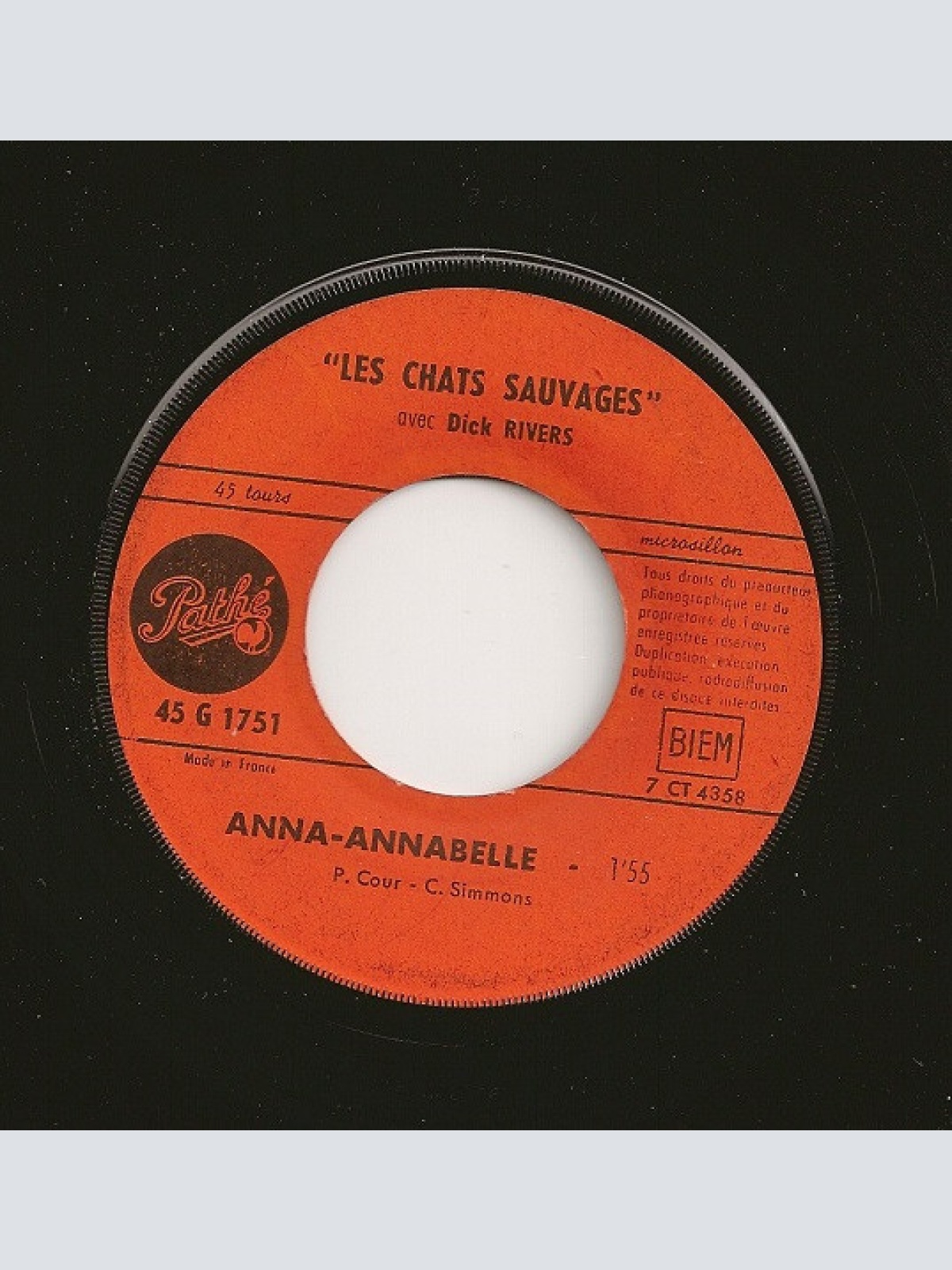 Vinyl / Les Chats Sauvages, Dick Rivers - Cousine - Cousine / Anna - Annabelle