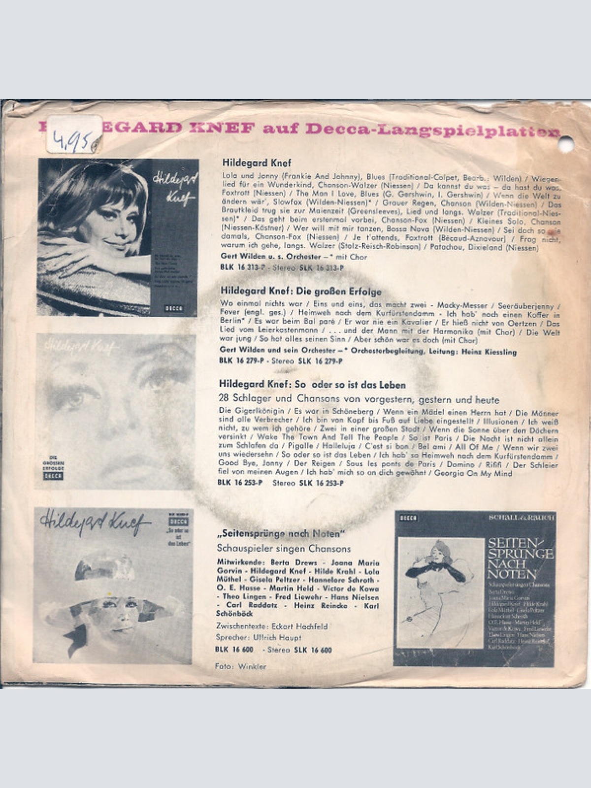 Vinyl / Hildegard Knef - Lola Und Jonny