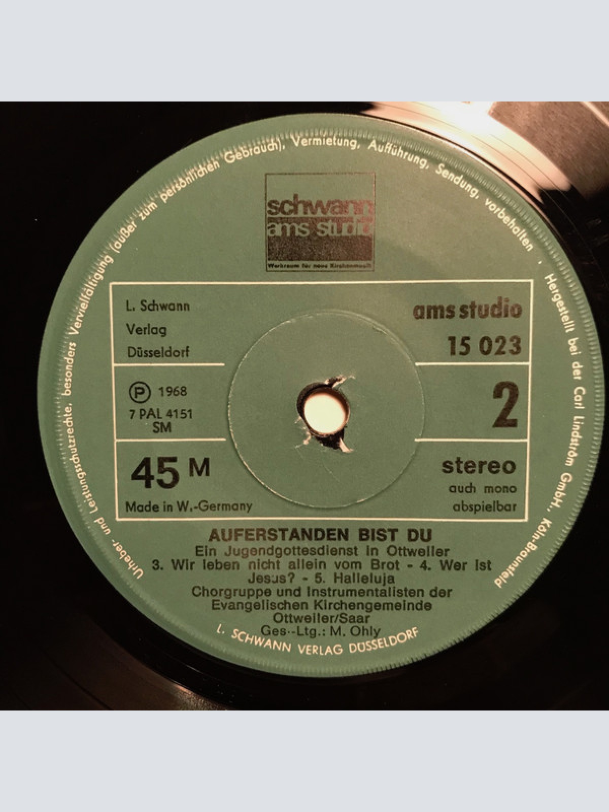 Vinyl / Chorgruppe Und Instrumentalisten Der Evangelischen Kirchengemeinde Ottweiler/Saar - Auferstanden Bist Du (Ein Jugendgottesdienst In Ottweiler)