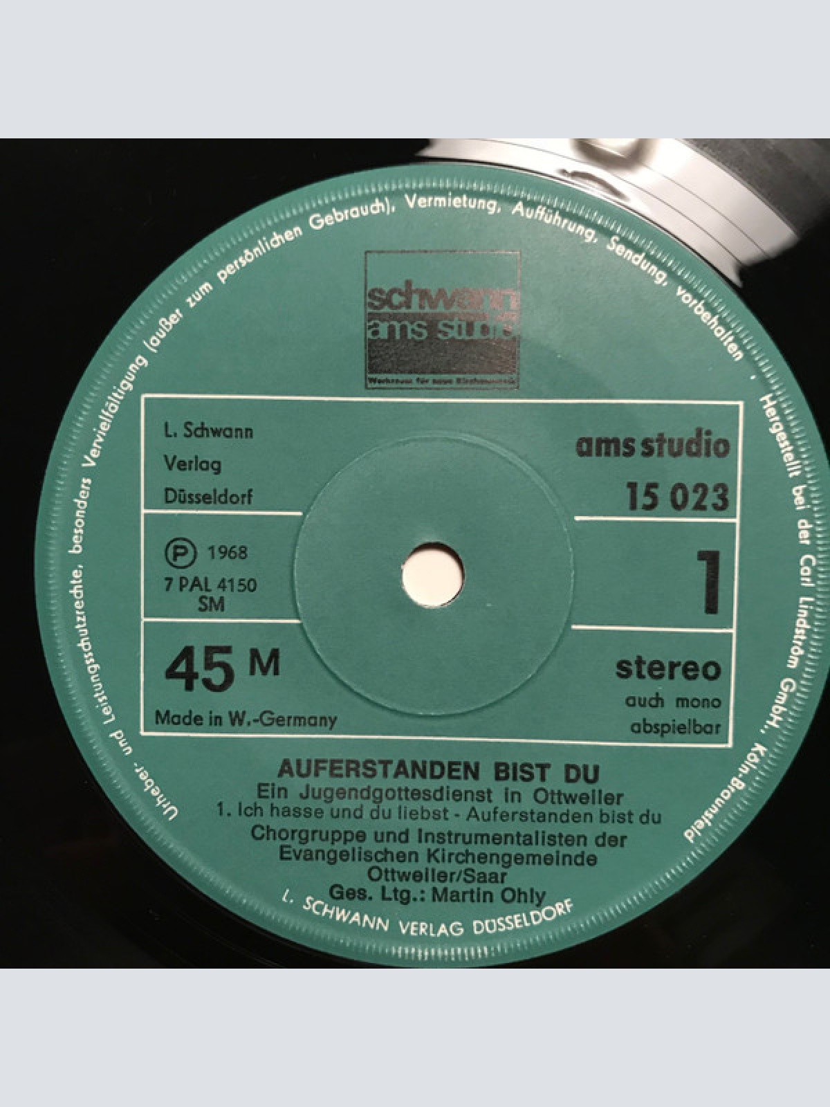 Vinyl / Chorgruppe Und Instrumentalisten Der Evangelischen Kirchengemeinde Ottweiler/Saar - Auferstanden Bist Du (Ein Jugendgottesdienst In Ottweiler)