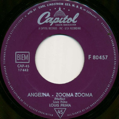 Vinyl / Louis Prima - Angelina - Zooma Zooma