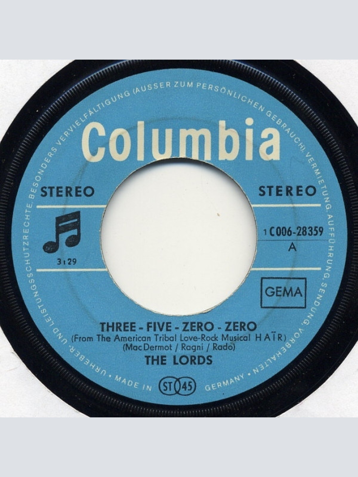 Vinyl / The Lords - Three-Five-Zero-Zero / Manchester England