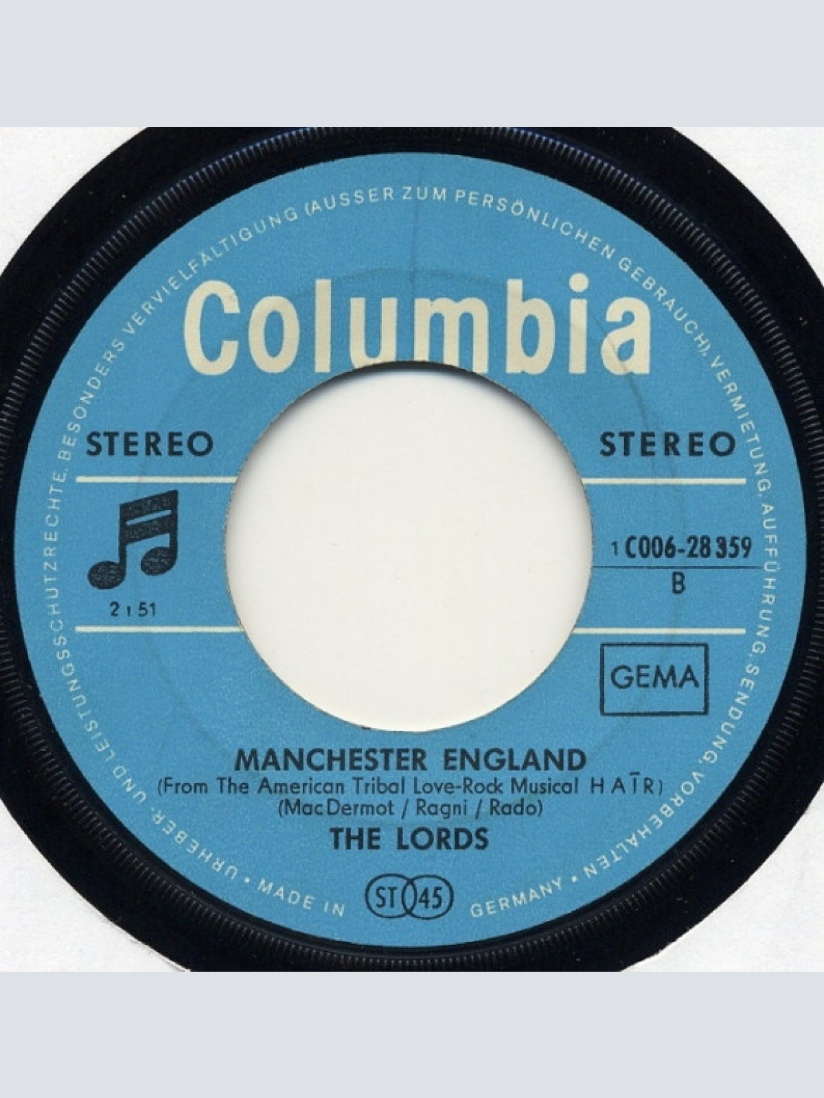 Vinyl / The Lords - Three-Five-Zero-Zero / Manchester England