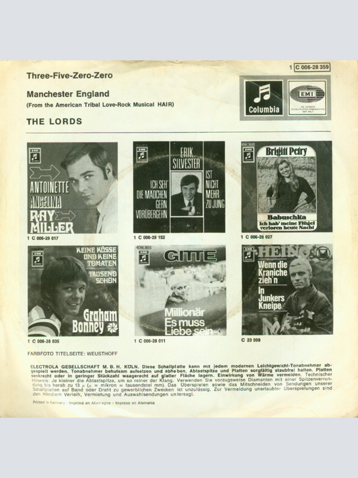 Vinyl / The Lords - Three-Five-Zero-Zero / Manchester England