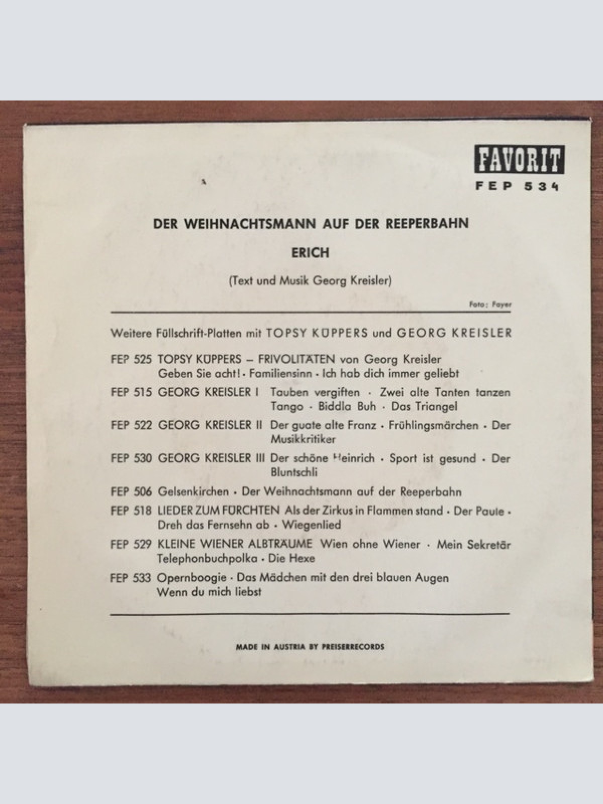 Vinyl / Topsy Küppers - Der Weihnachtsmann Auf Der Reeperbahn / Erich