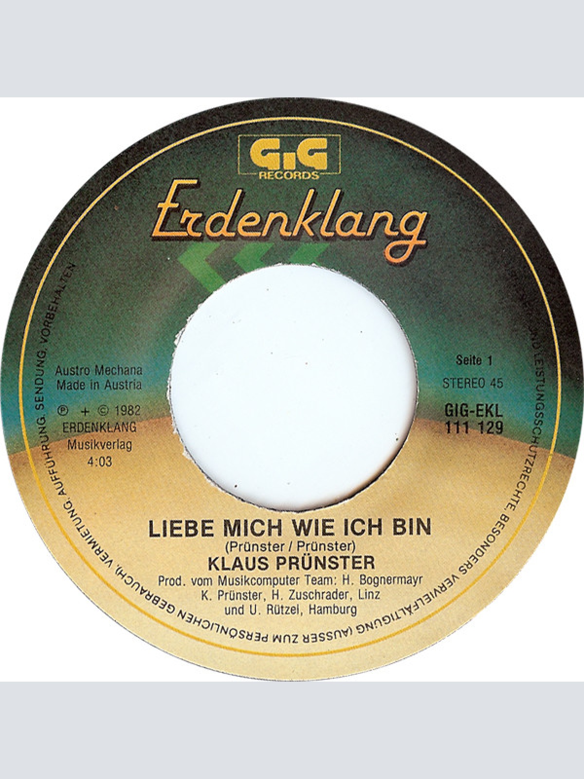 Vinyl / Klaus Prünster - Liebe Mich Wie Ich Bin.