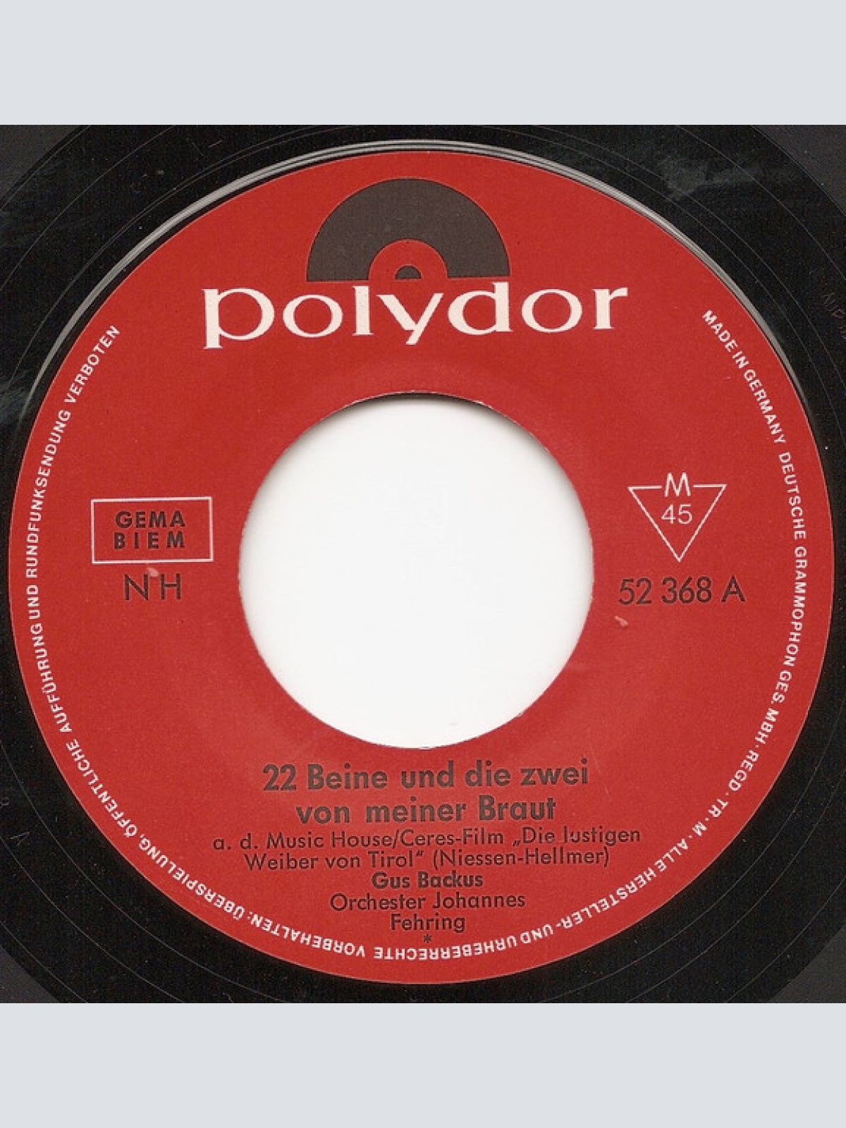 Vinyl / Gus Backus - 22 Beine Und Die Zwei Von Meiner Braut