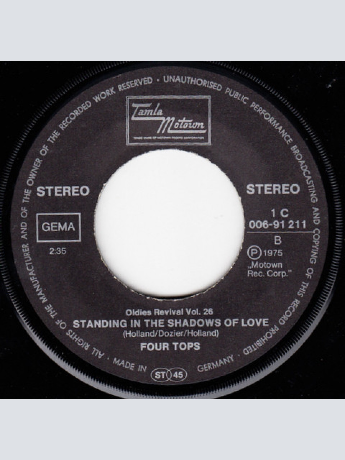 Vinyl / Four Tops - Reach Out I'll Be There / Standing In The Shadows Of Love