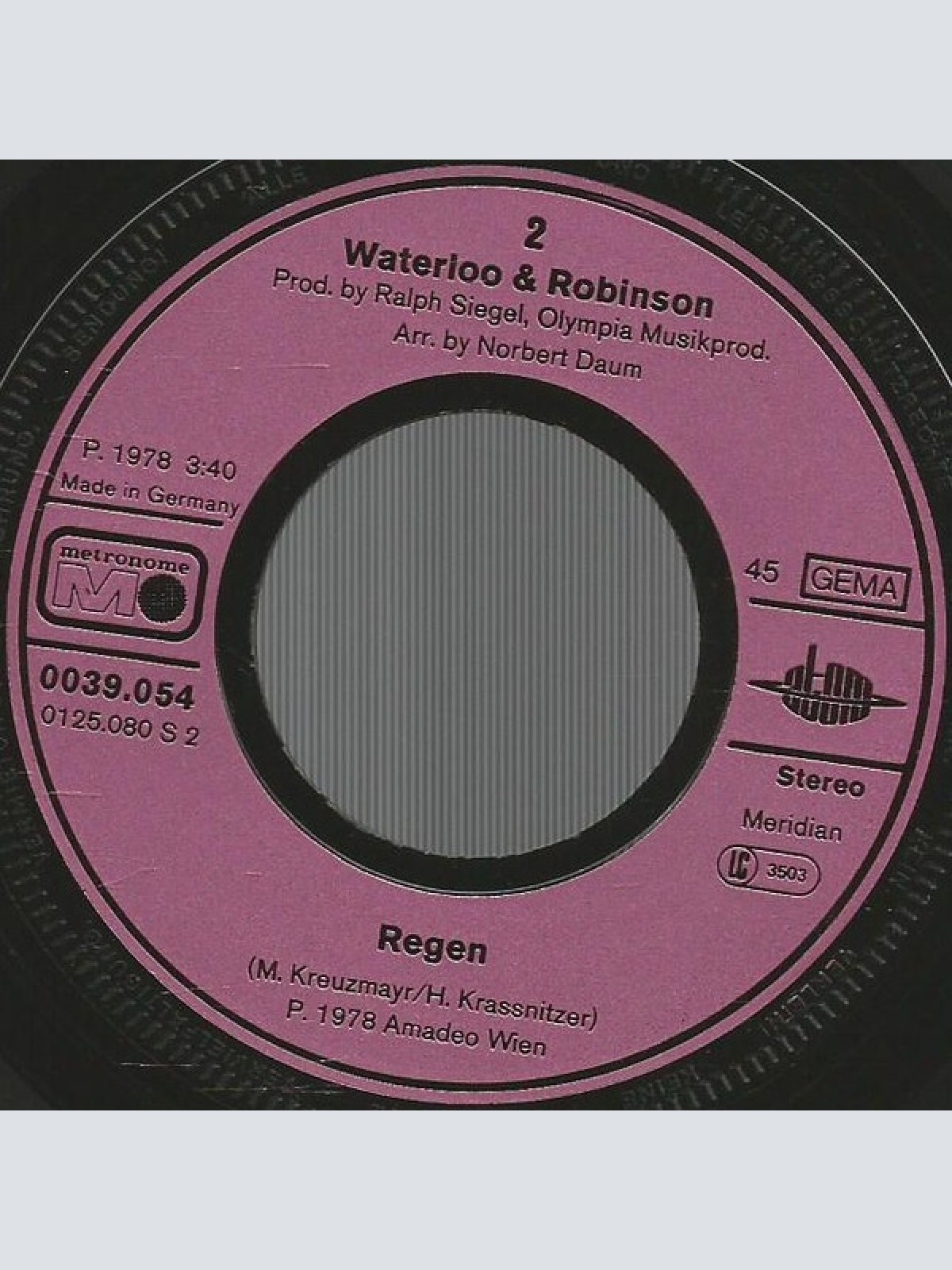 Vinyl / Waterloo & Robinson - Bye, Bye, Bye, Little Butterfly / Regen