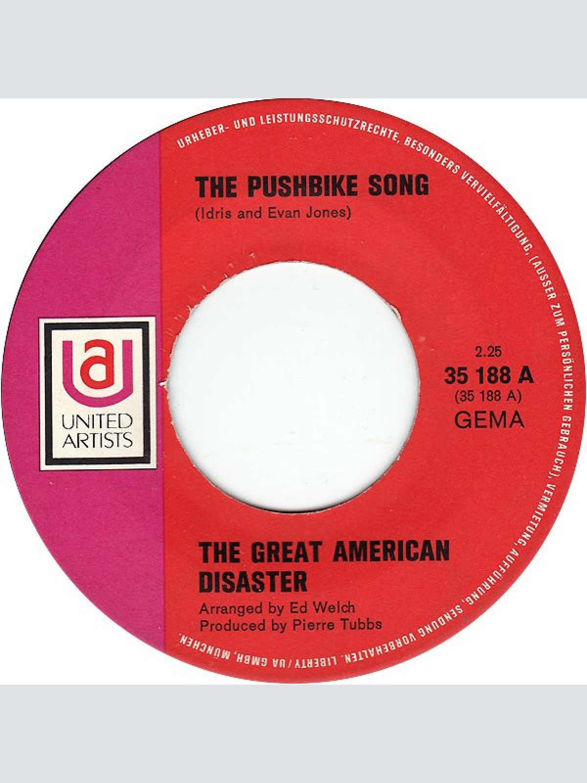 Vinyl / The Great American Disaster - The Pushbike Song
