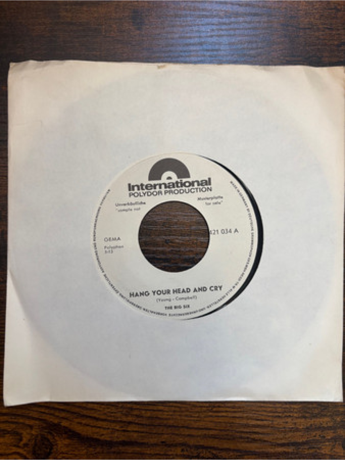 Vinyl / Bobby Patrick Big Six - Hang Your Head And Cry / Shame, Shame, Shame