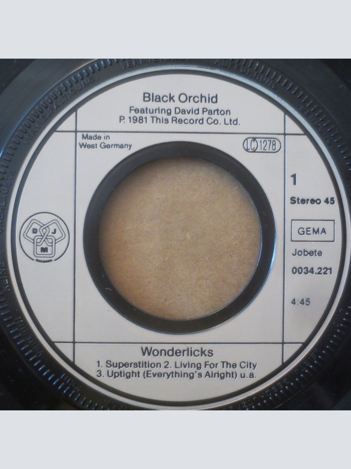 Vinyl / Black Orchid (6) Featuring David Parton - Wonderlicks