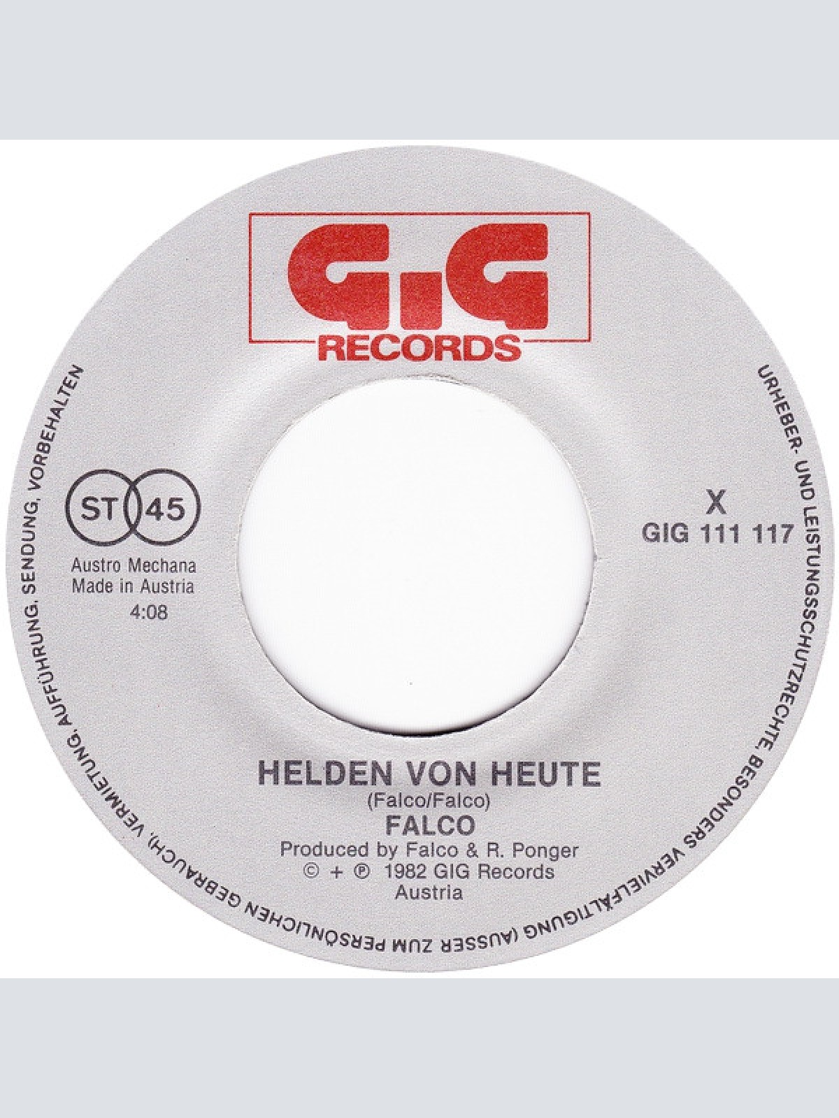 Vinyl / Falco - Der Kommissar / Helden Von Heute