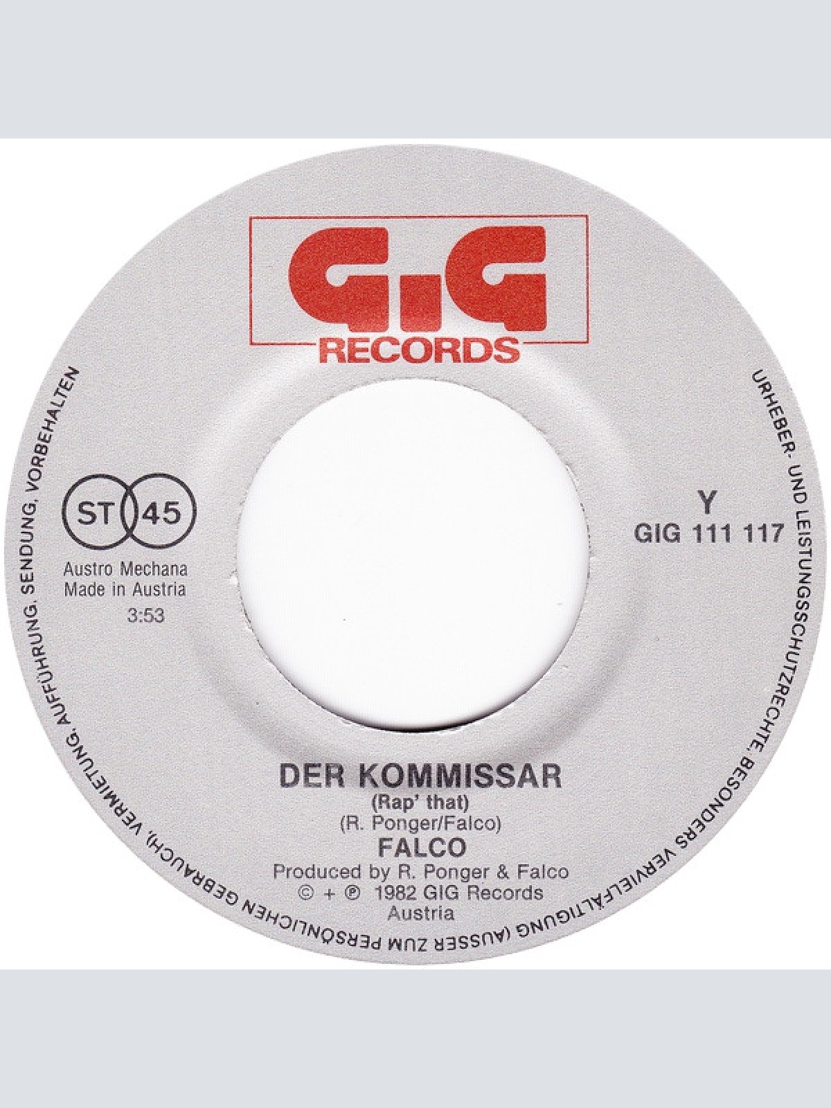 Vinyl / Falco - Der Kommissar / Helden Von Heute