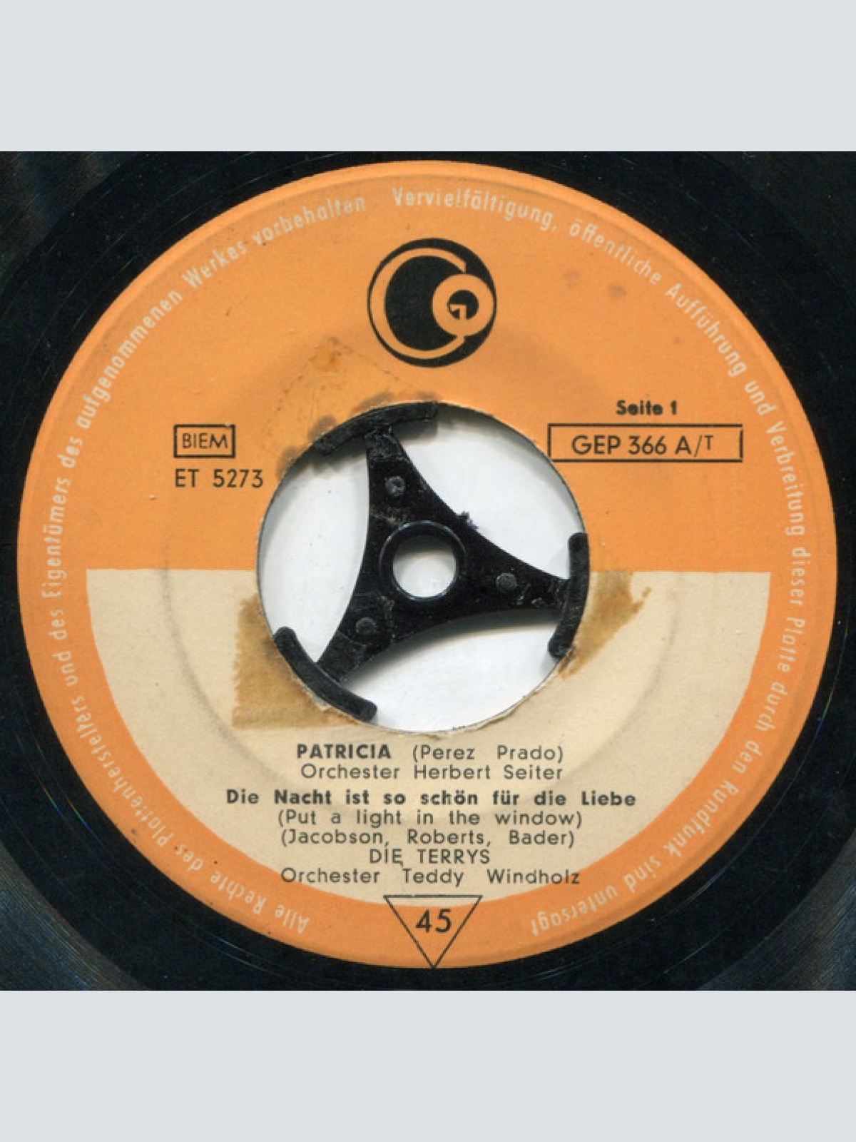 Vinyl / Die Terrys* - Patricia / Die Nacht Ist So Schön Für Die Liebe / Nur In Portofino / Lollipop