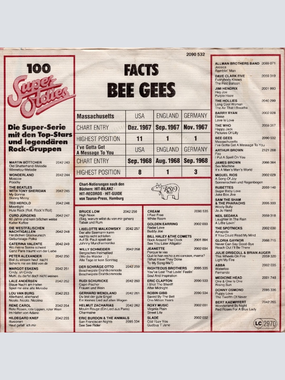 Vinyl / Bee Gees - Massachusetts / I've Gotta Get A Message To You
