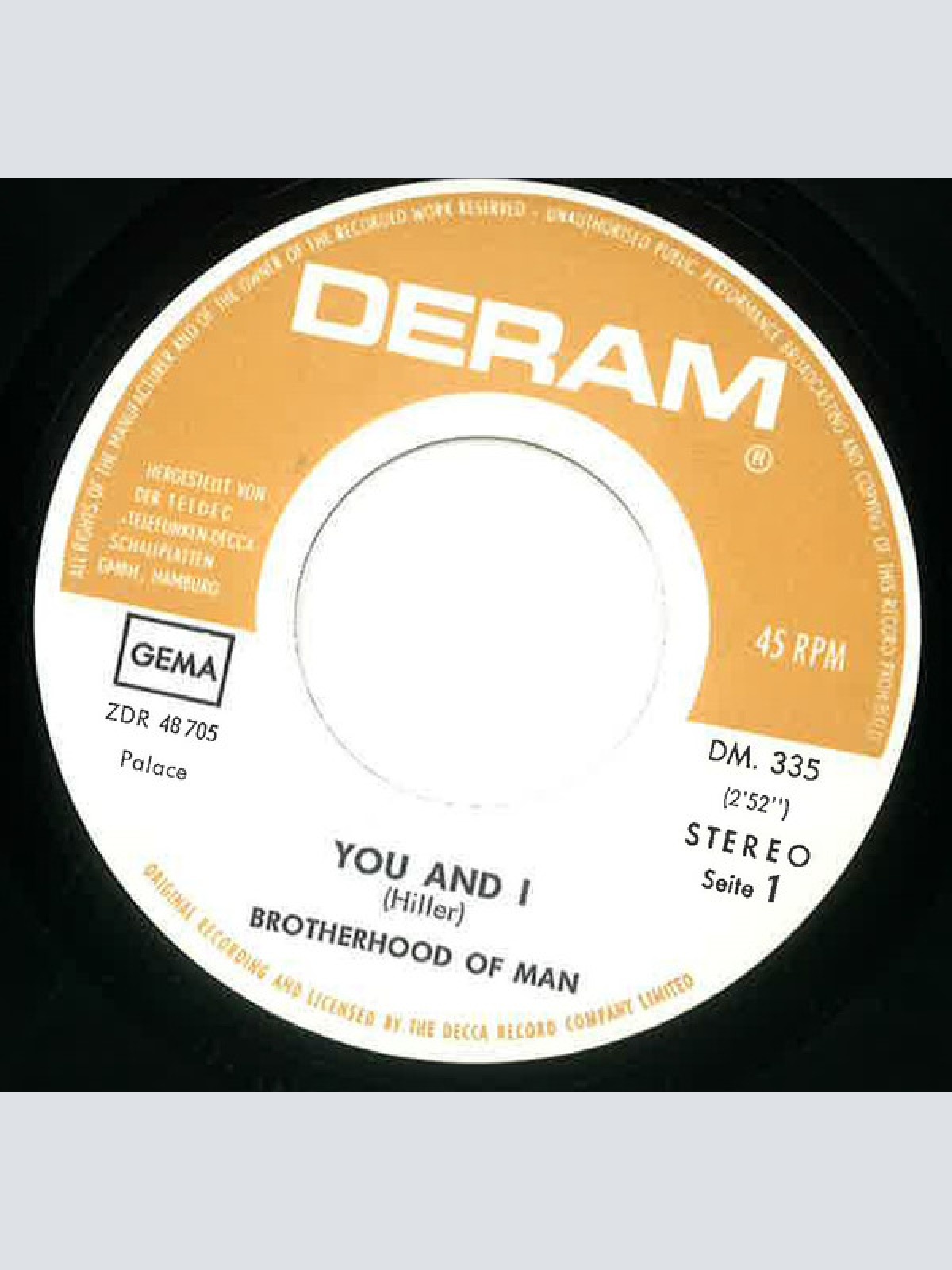 Vinyl / The Brotherhood Of Man* - You And I