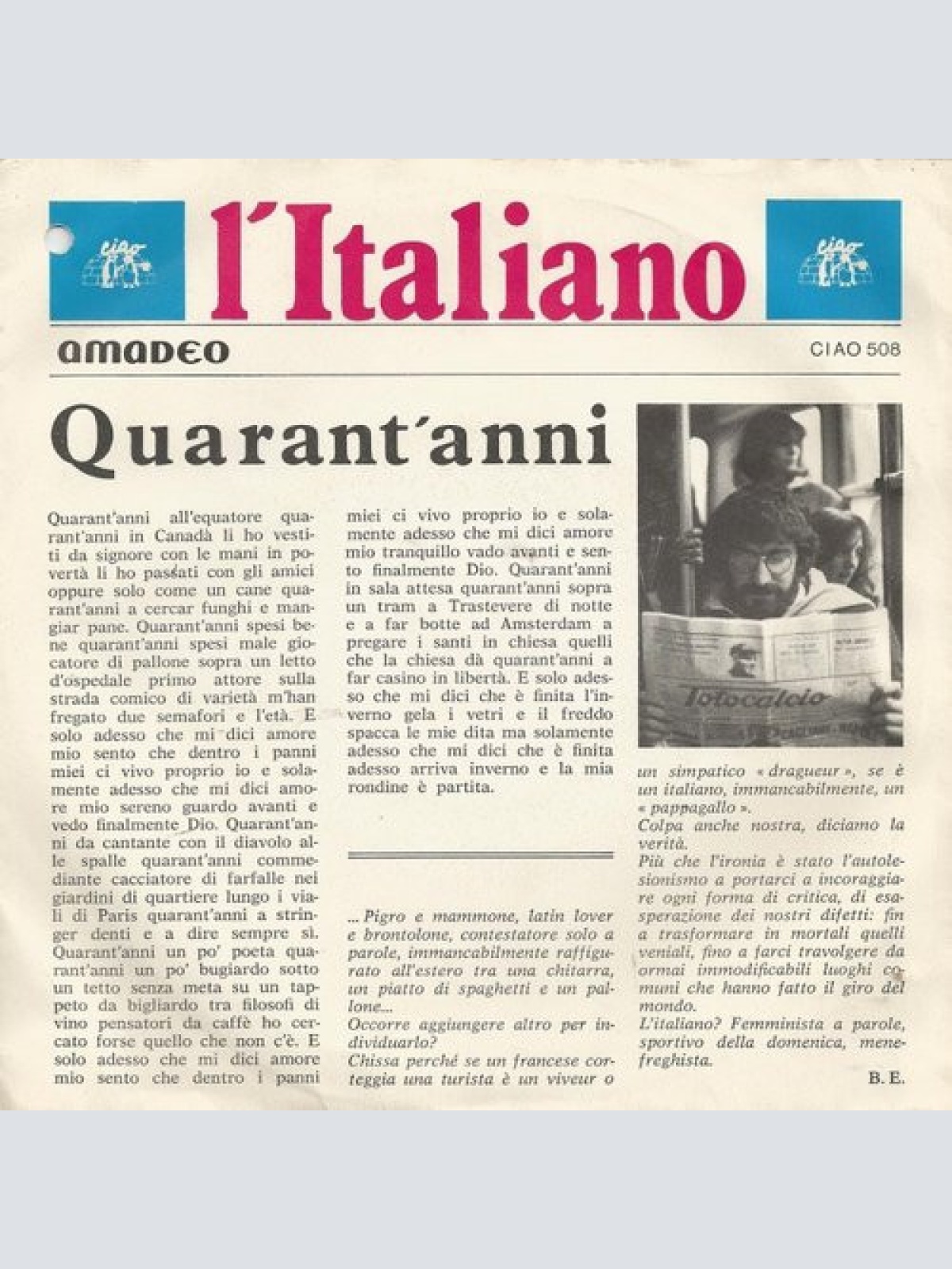 Vinyl / Stefano Rosso - L'Italiano