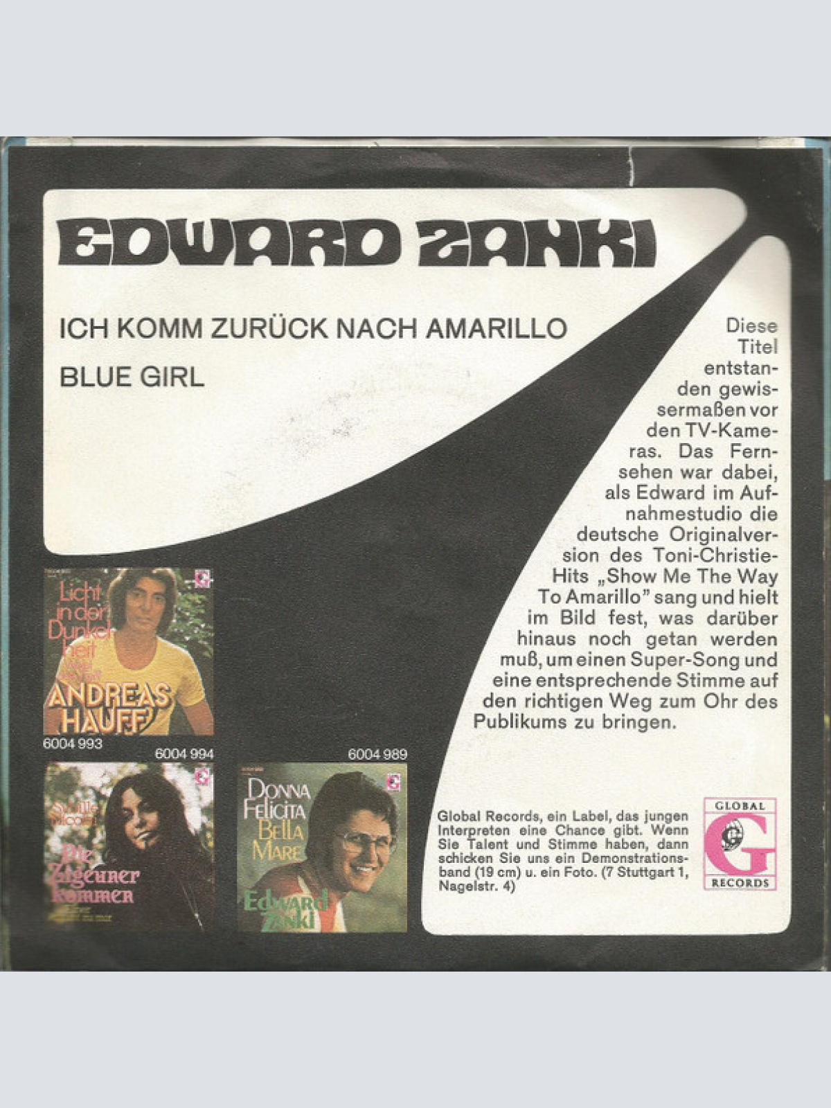 Vinyl / Edward Zanki - Ich Komm Zurück Nach Amarillo (Is This The Way To Amarillo)